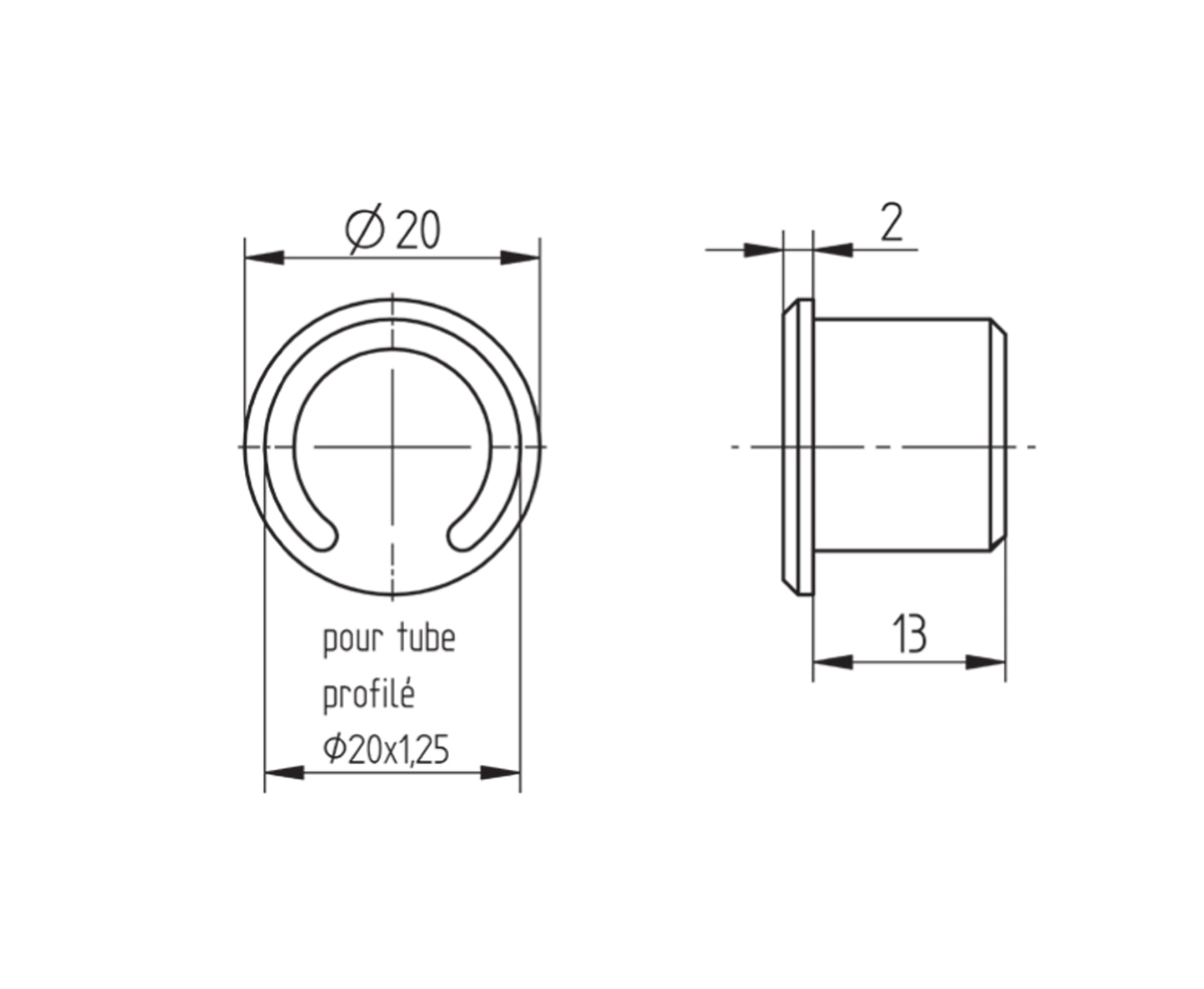 Bouchon d'Embout Universel Réglable Inox - schema technique