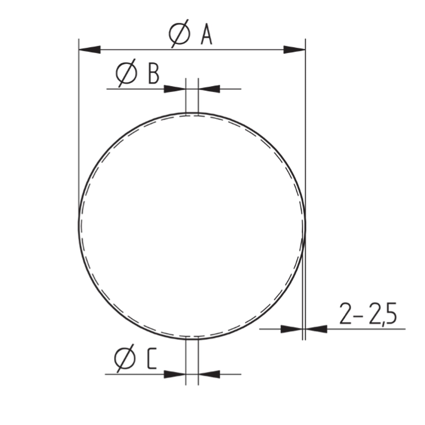 Sphère Inox Noire - schema technique