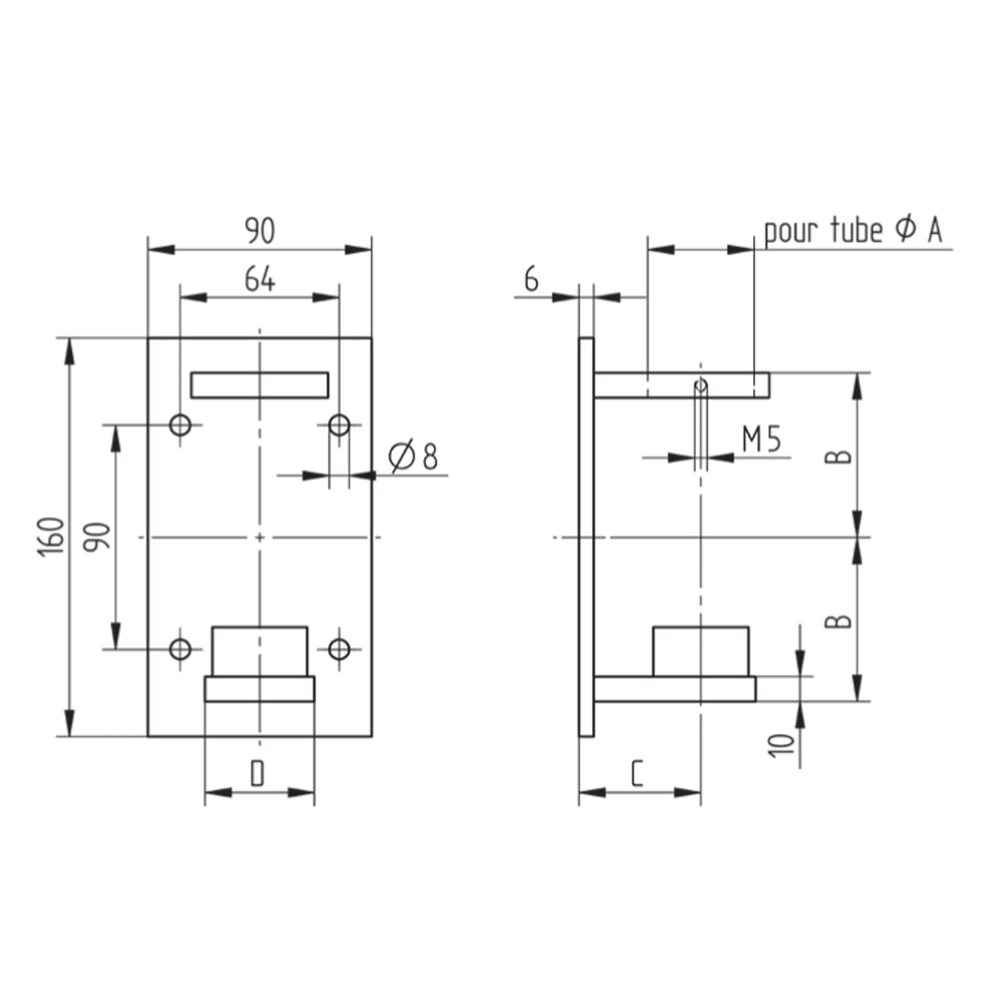 Fixation Murale Inox – Ref. 08 - schema