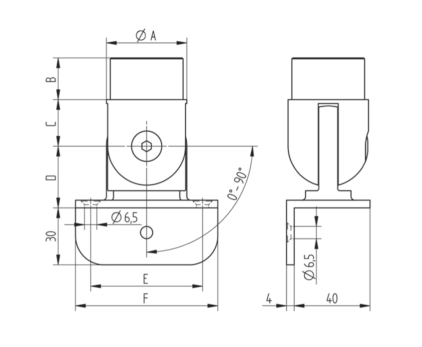Raccord Inox – Coude plat 45° – Ref. 22 - schema