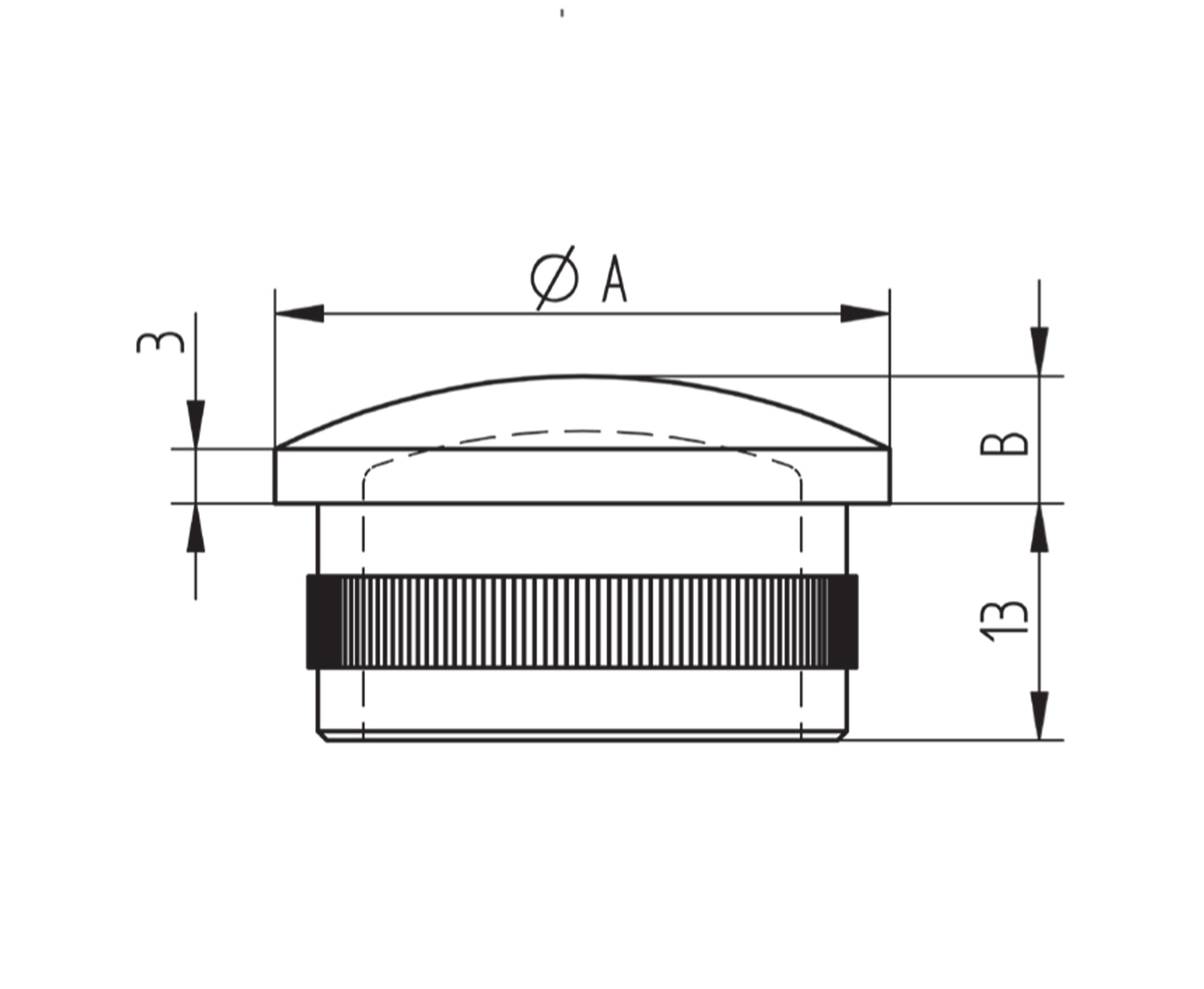 Bouchon d'Embout Rond Épais Inox - schema technique