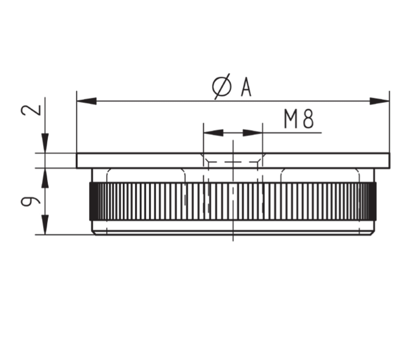 Bouchon d'Embout Carré Large Inox - schema technique
