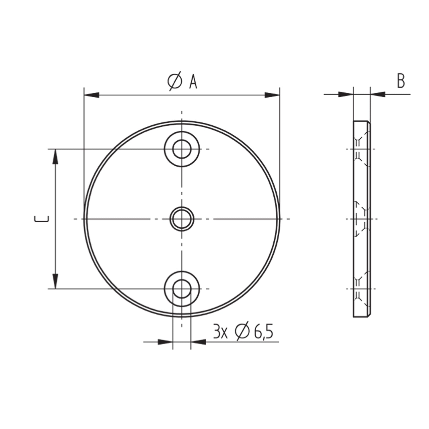 Platine à Visser et à Souder Rectangulaire Inox – Ref. 14 - schema