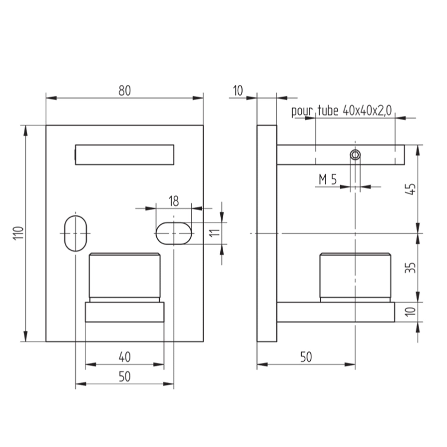 Fixation Murale Inox – Ref. 17 - schema