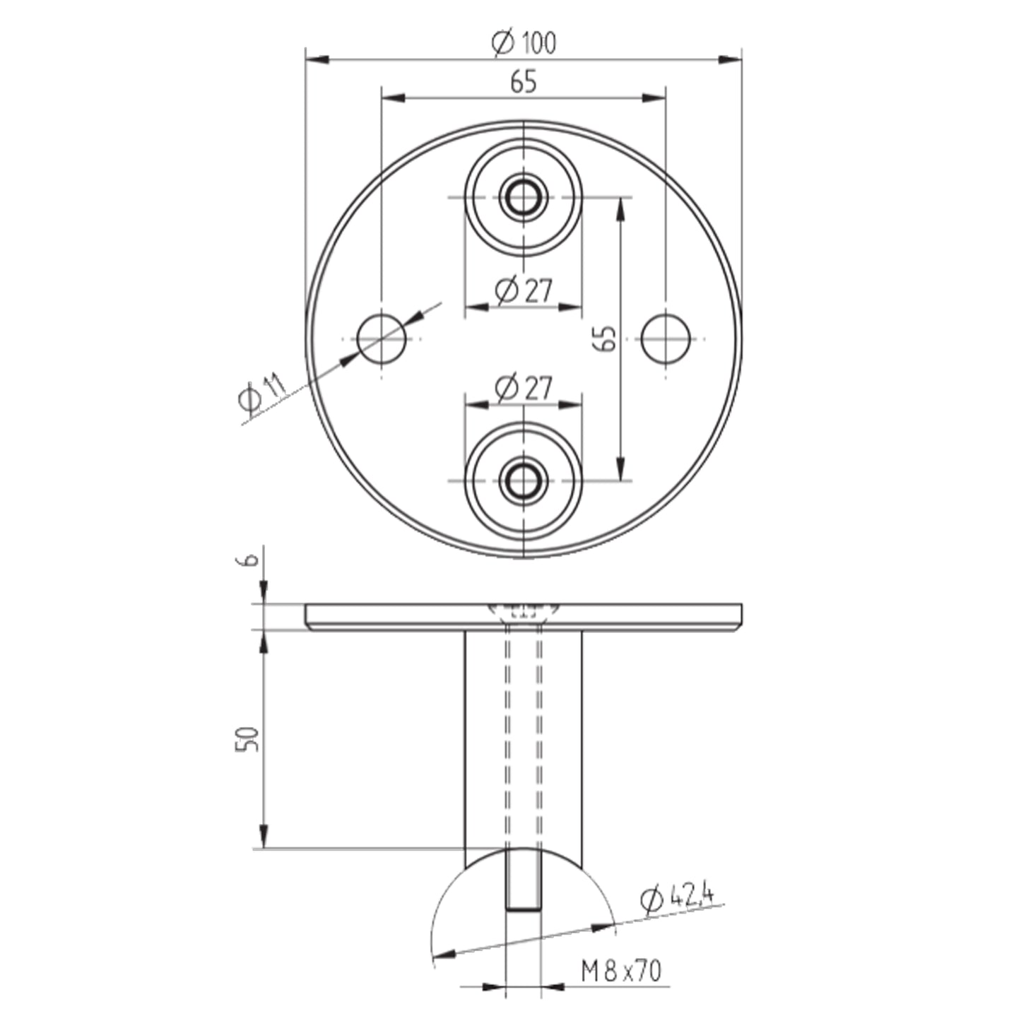 Fixation Murale Inox – Ref. 04 - schema