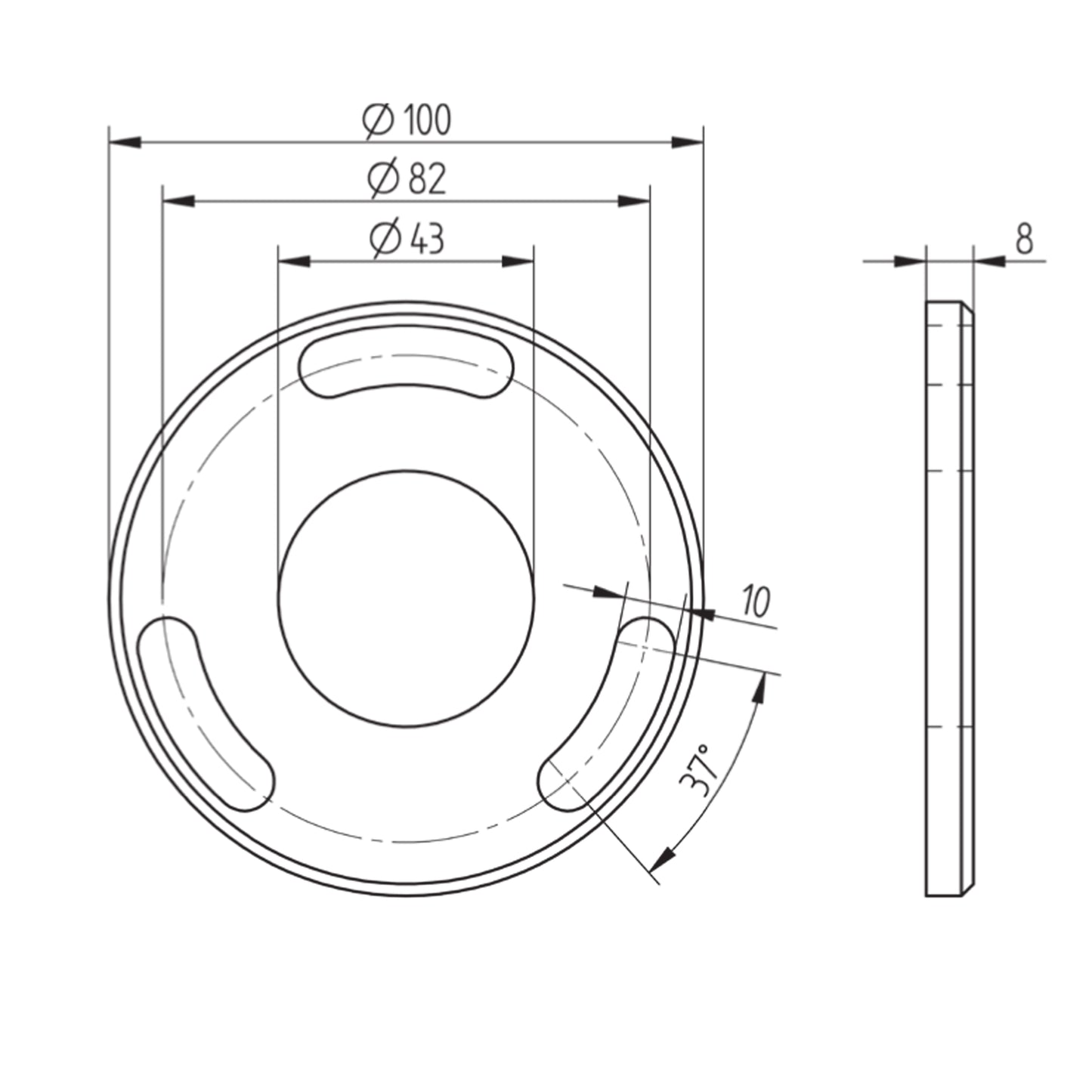 Platine à Visser et à Souder Ronde 6 Trous Inox – Ref. 11 - schema