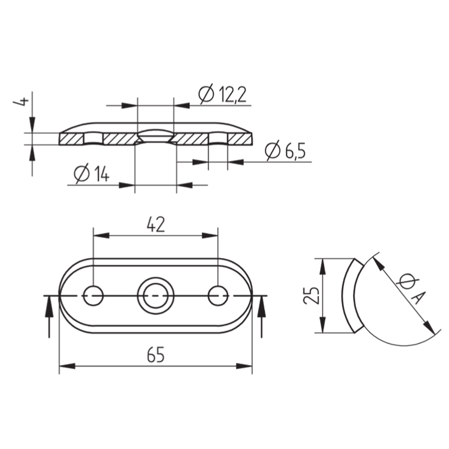 Tige Support Platine Inox - schema technique