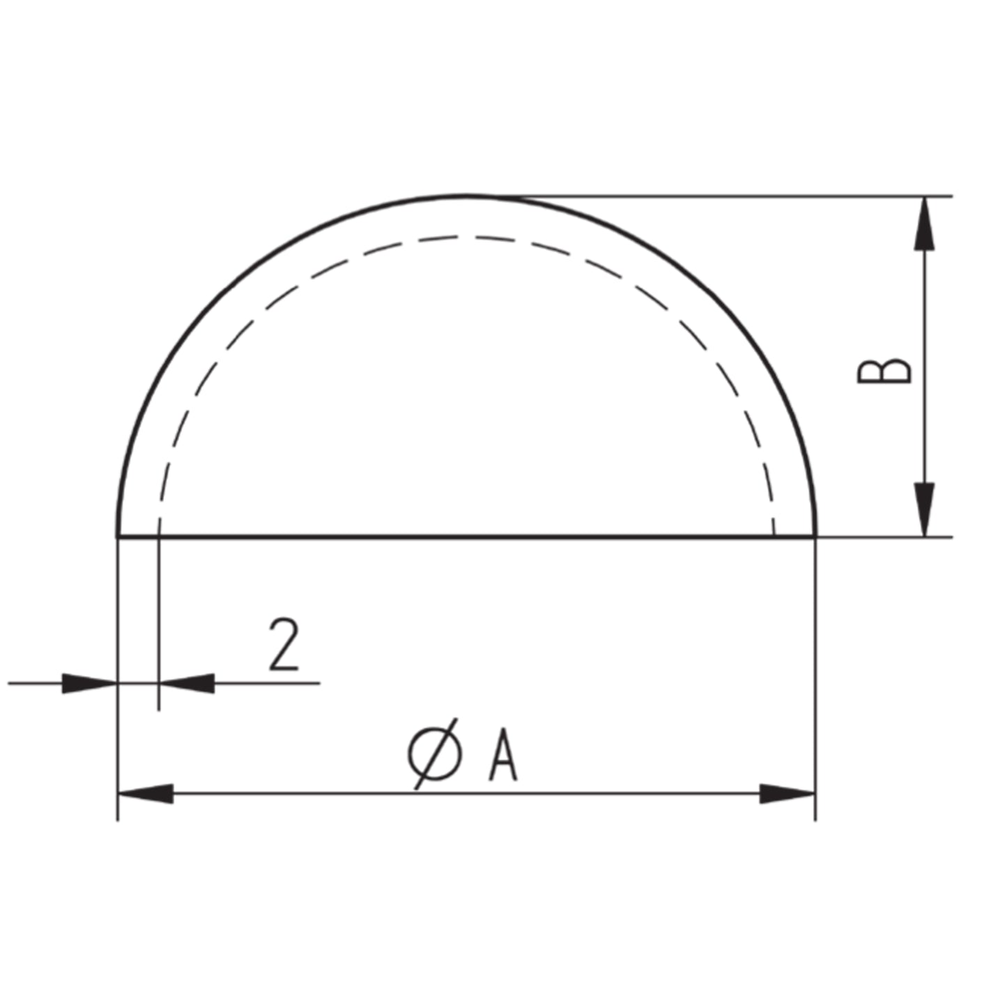 Sphère Embout Tube Rond Inox - schema technique
