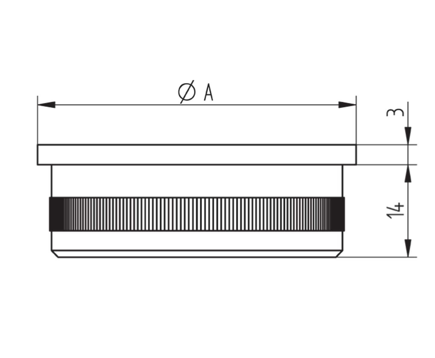 Bouchon d'Embout Plat Rond Large Inox - schema technique