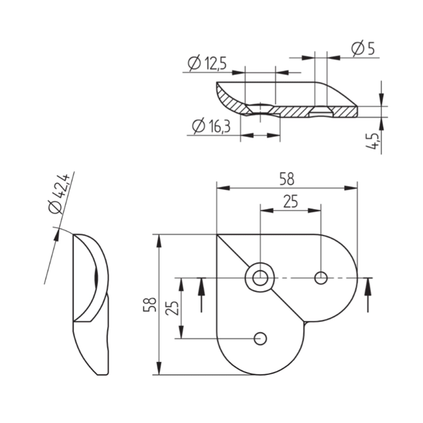 Tige Support Inox Croix - schema technique
