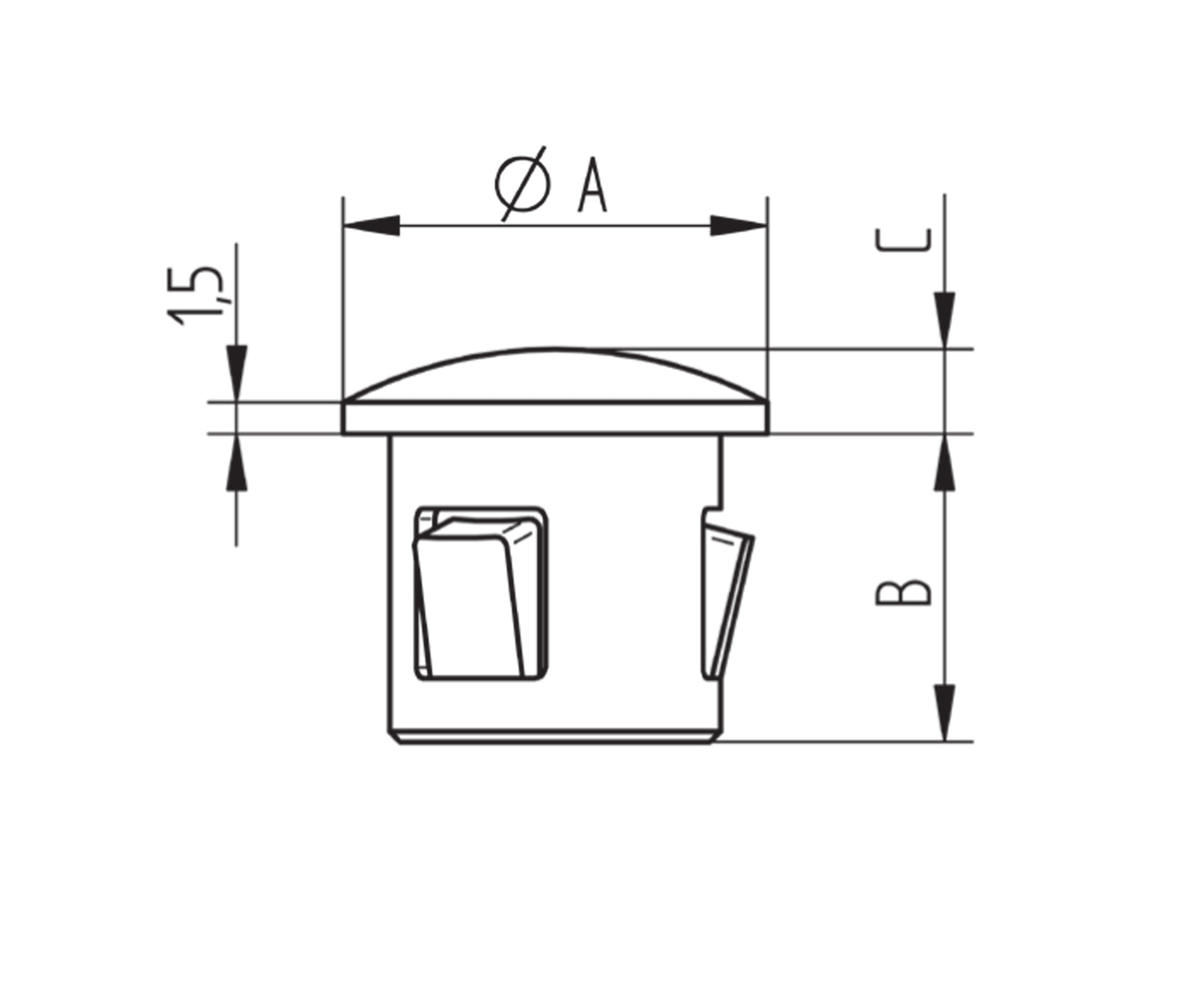 Bouchon d'Embout Rond Plat Inox - schema technique