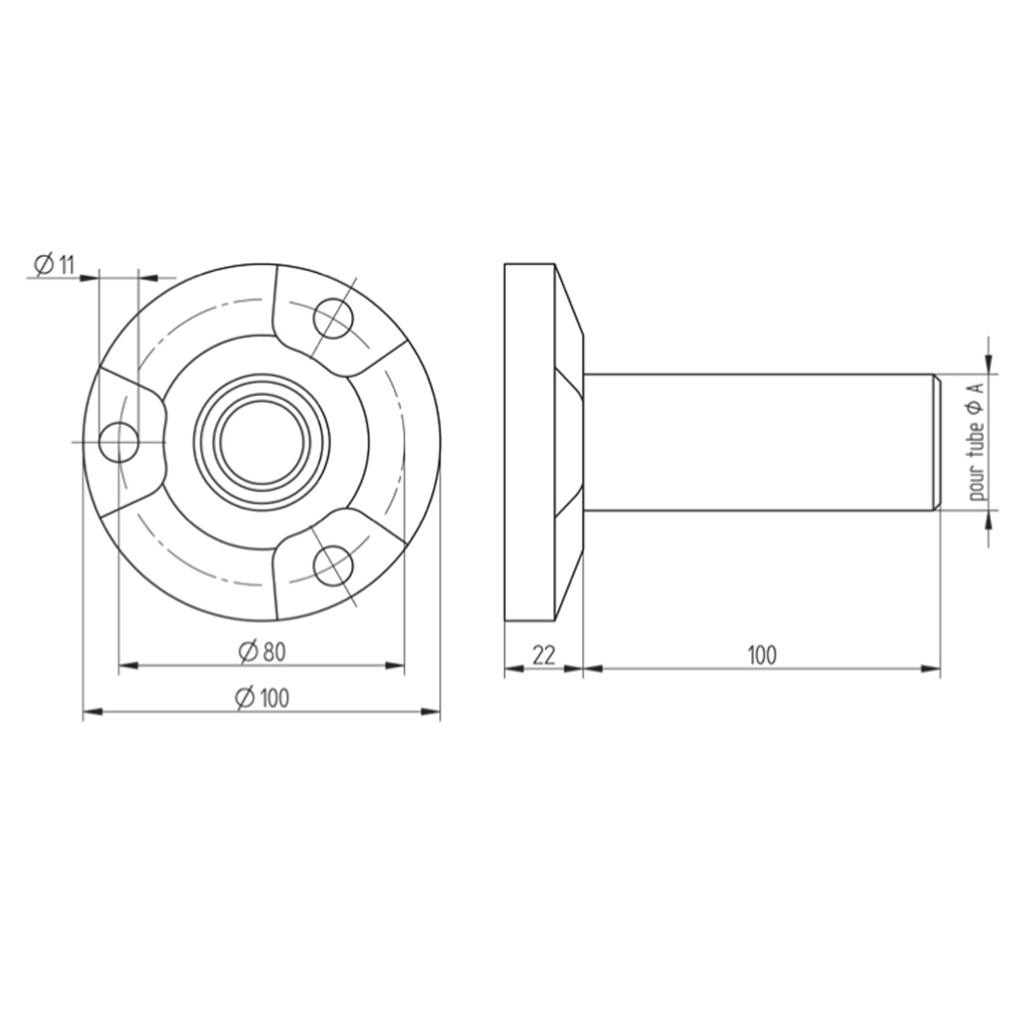 Platine d'Ancrage Inox – Ref. 33 - schema