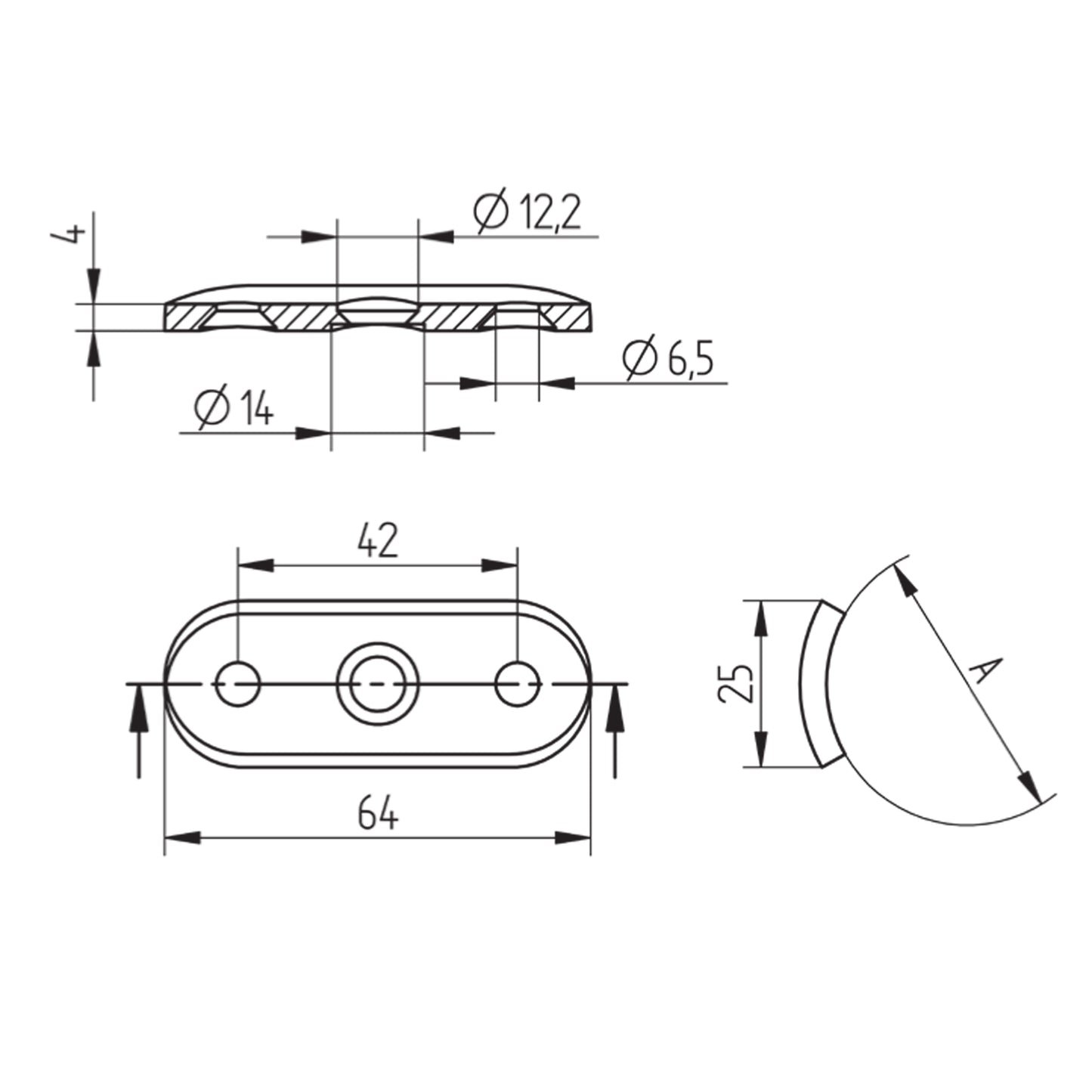 Tige Support Inox Courte - schema technique