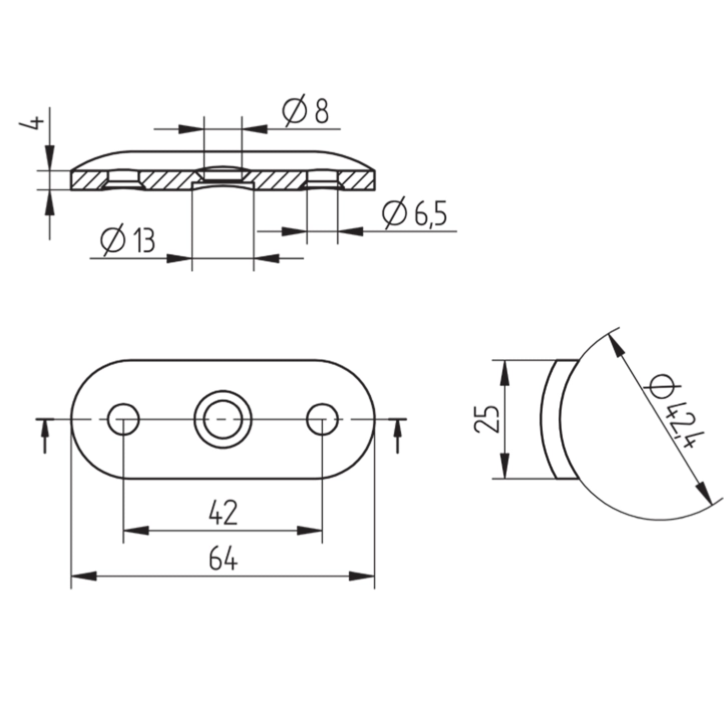 Tige Support Inox Perforée - schema technique