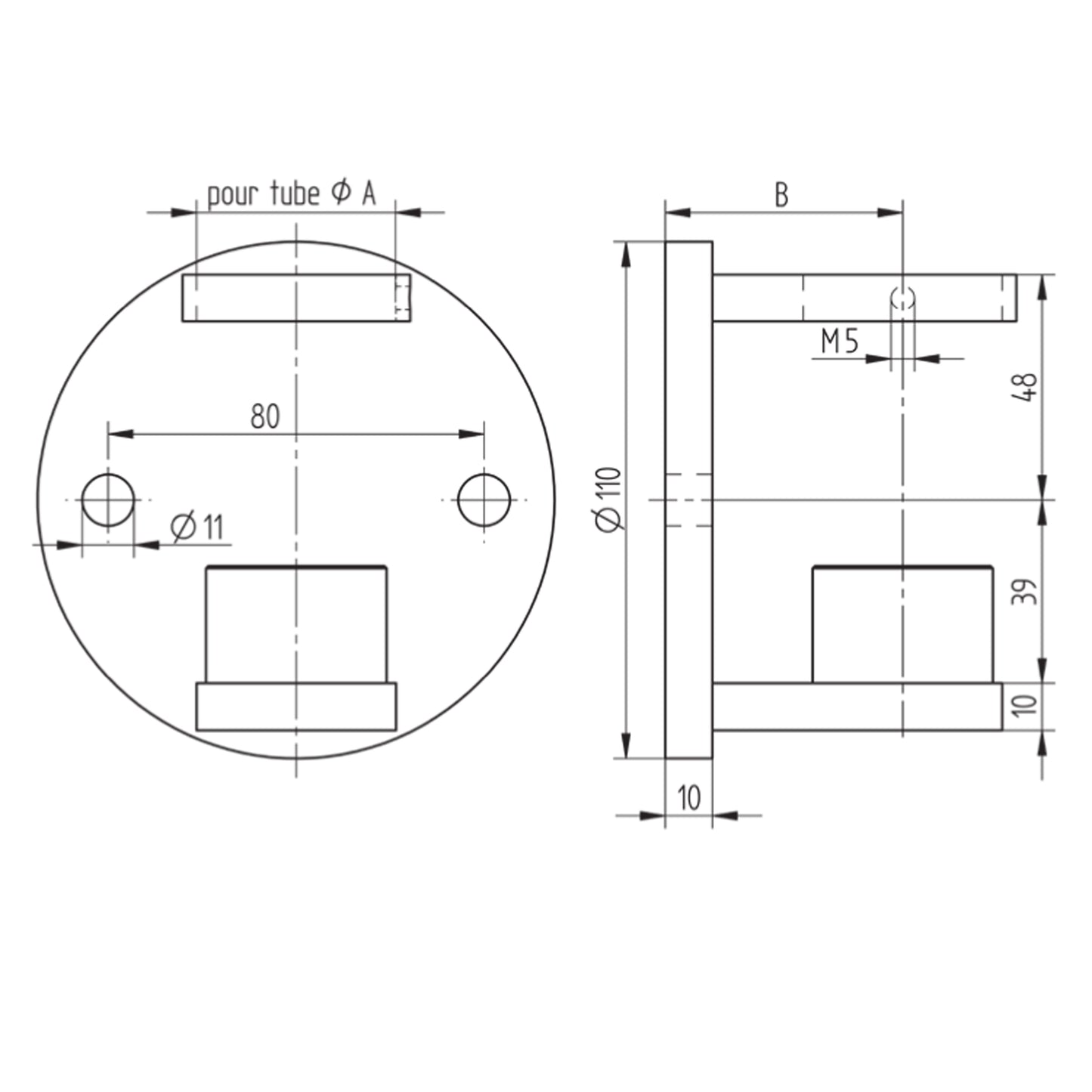 Fixation Murale Inox – Ref. 12 - schema