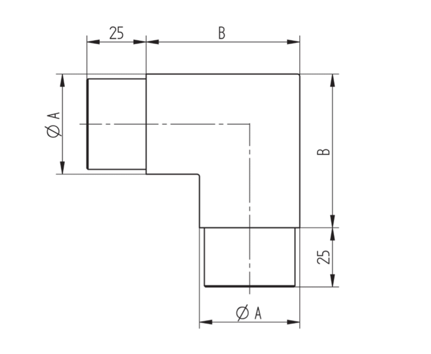 Raccord Inox – Raccord croix rond – Ref. 05 - schema