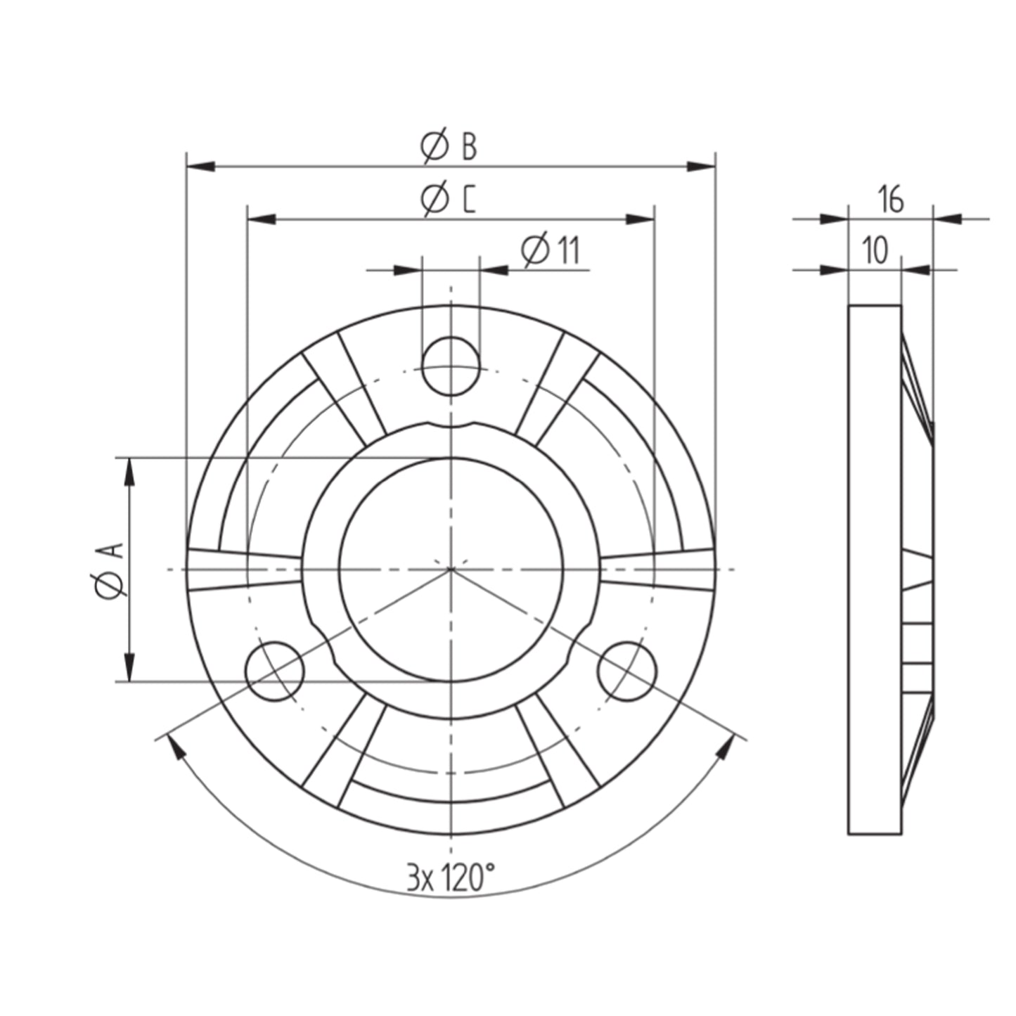 Platine d'Ancrage Inox – Ref. 35 - schema