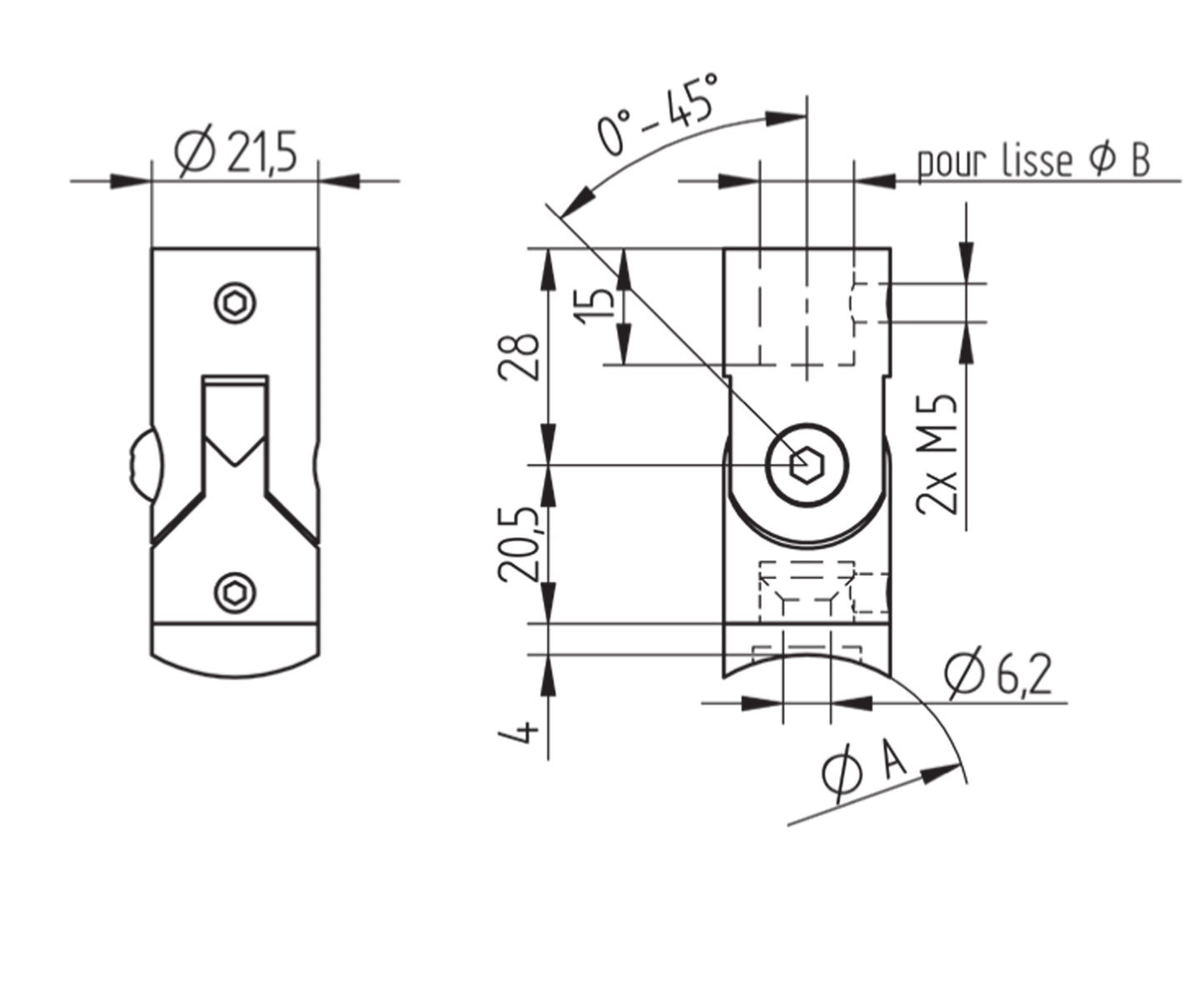 Support de Lisse Inox Renforcé - schema technique