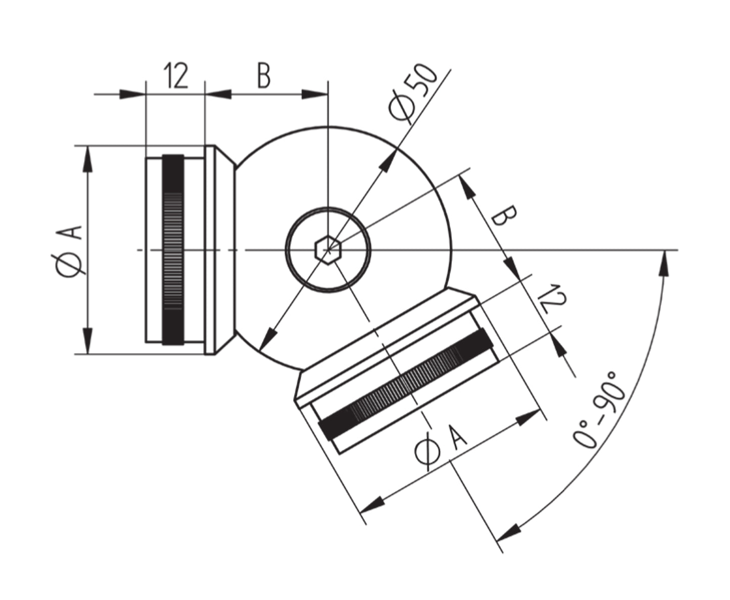 Raccord Inox – Coude 45° carré – Ref. 13 - schema