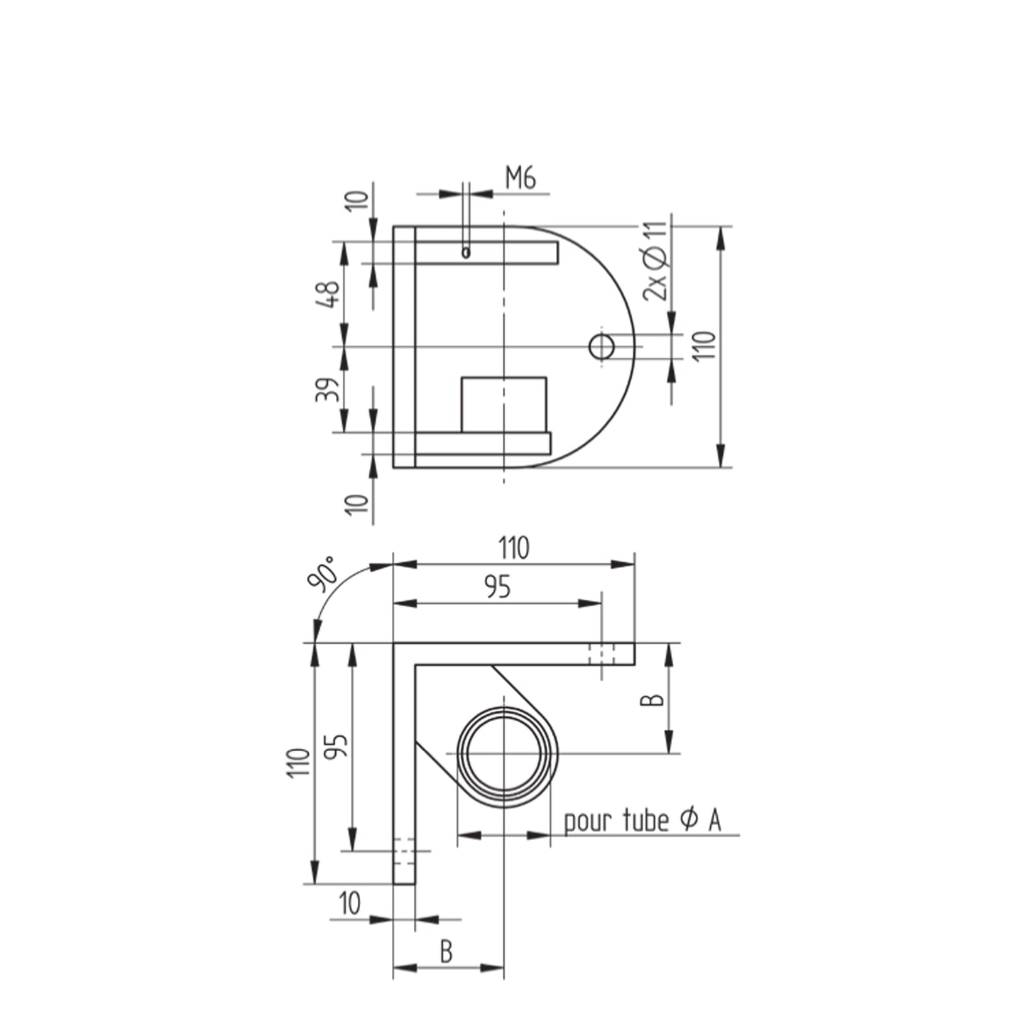Fixation Murale Inox – Ref. 14 - schema