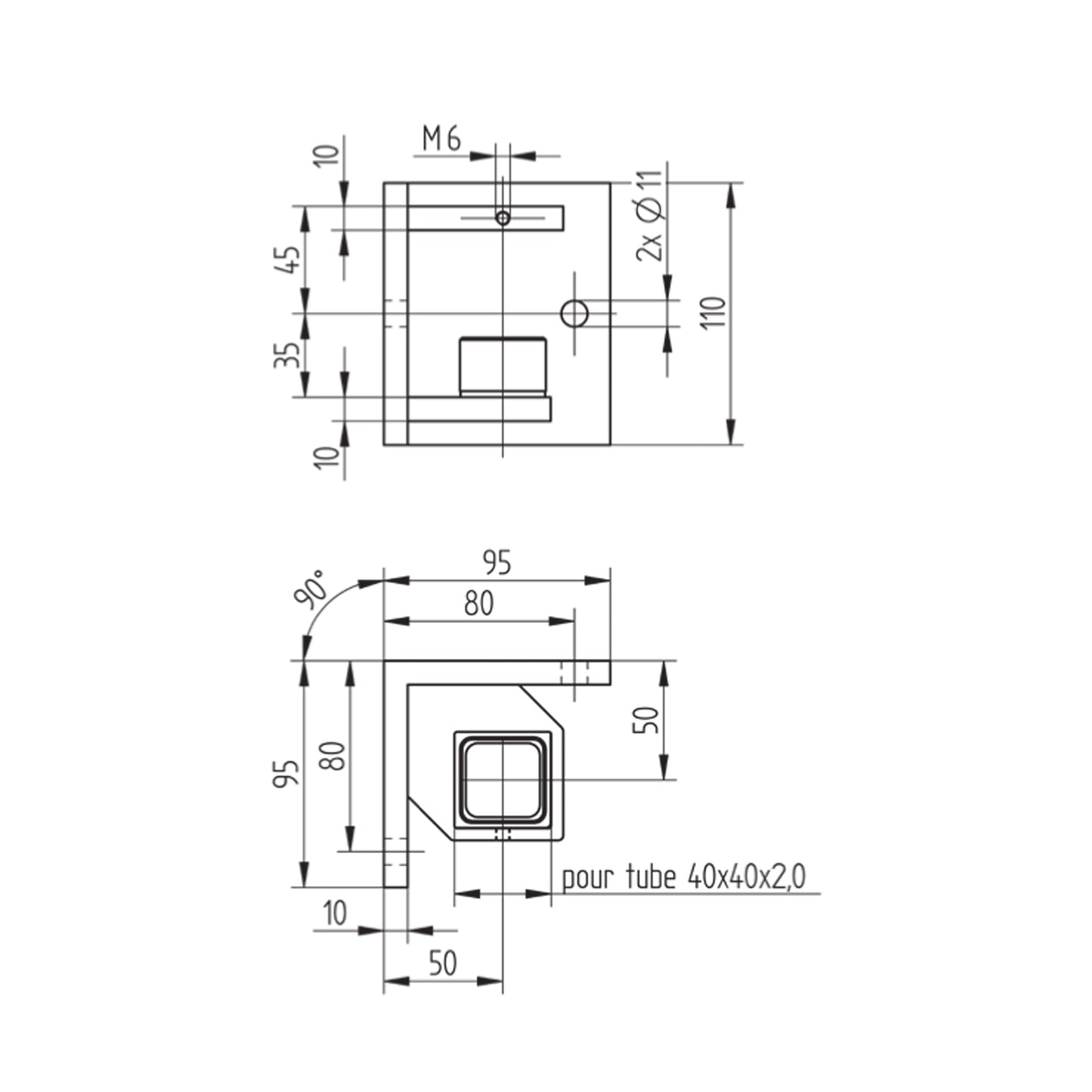 Fixation Murale Inox – Ref. 18 - schema