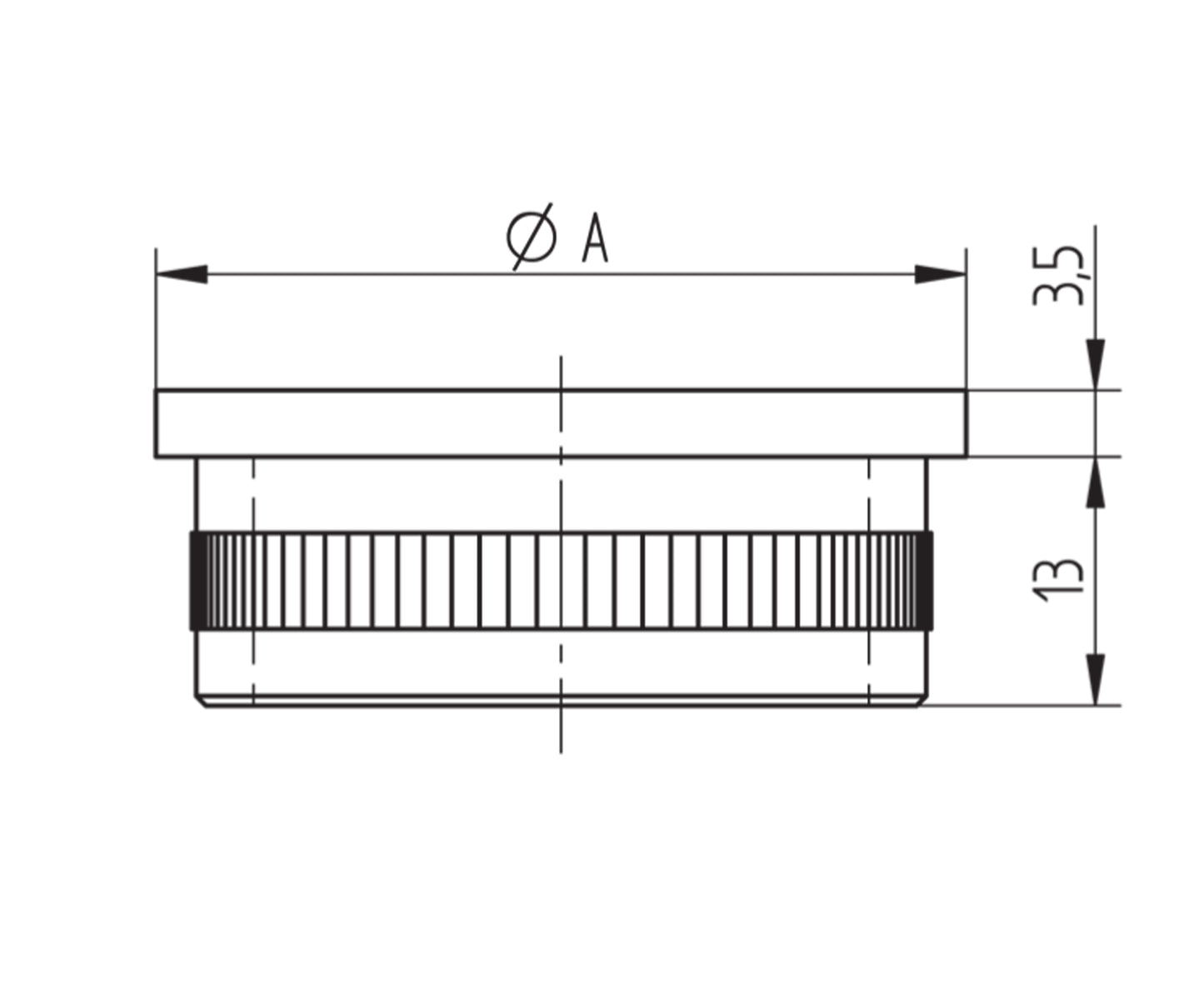 Bouchon d'Embout Carré Bombé Inox - schema technique