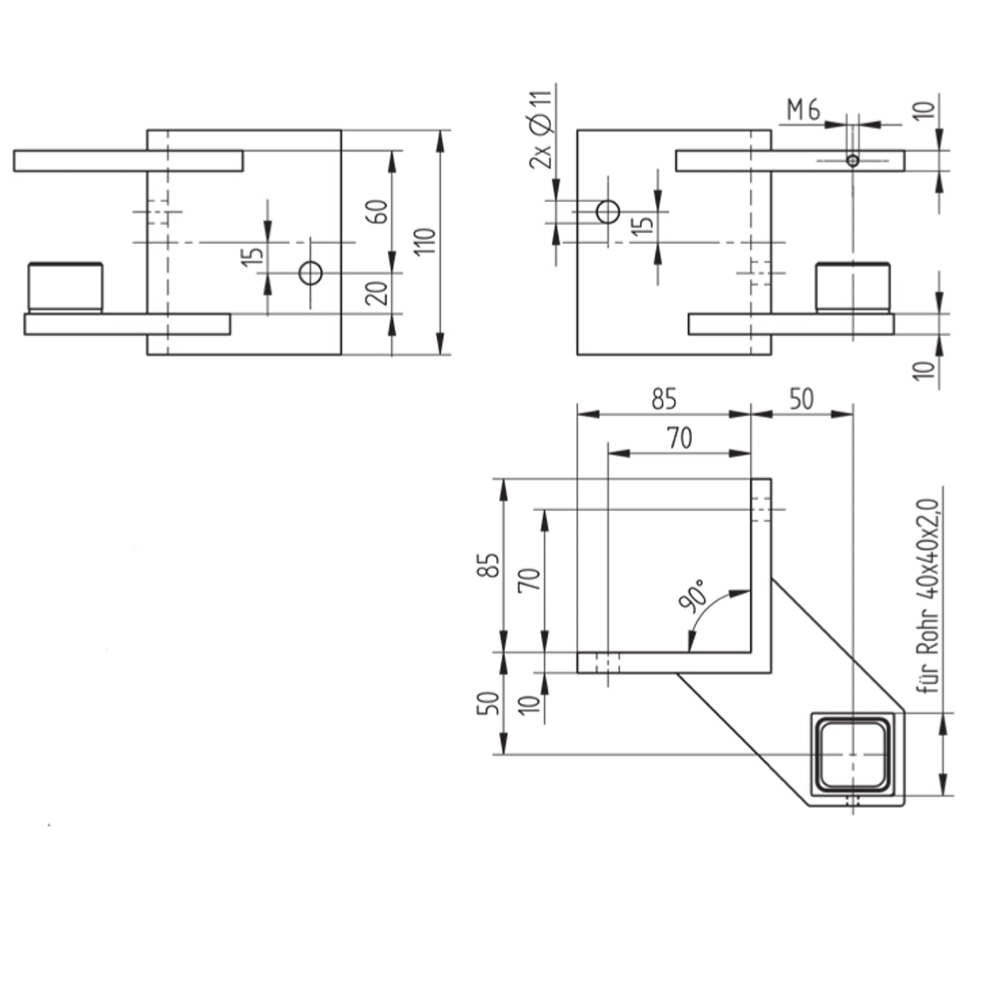 Fixation Murale Inox – Ref. 19 - schema