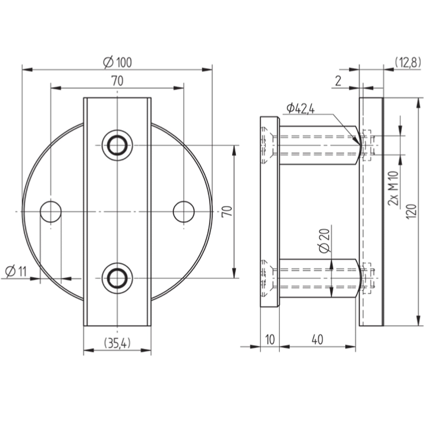 Fixation Murale Inox – Ref. 02 - schema