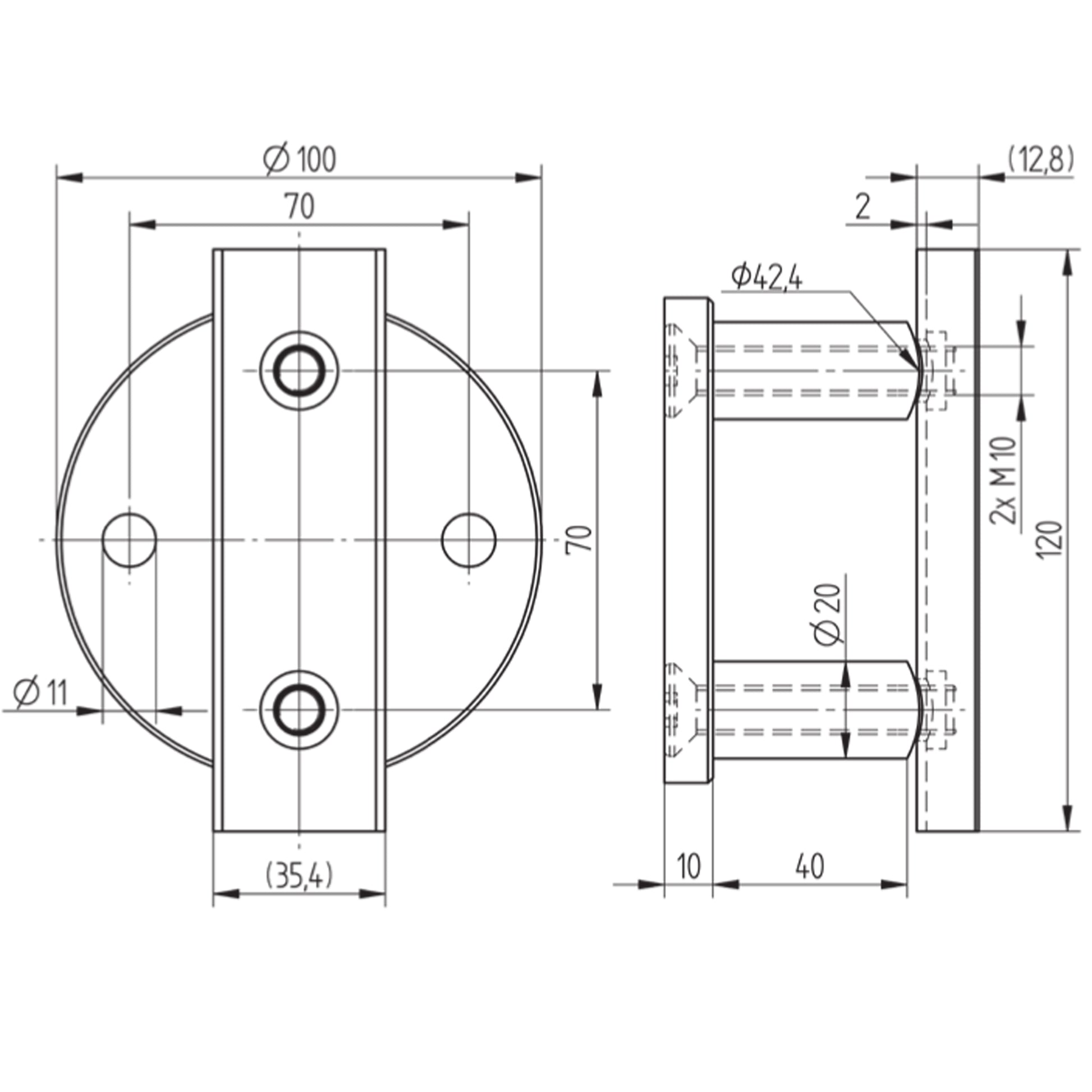 Fixation Murale Inox – Ref. 02 - schema