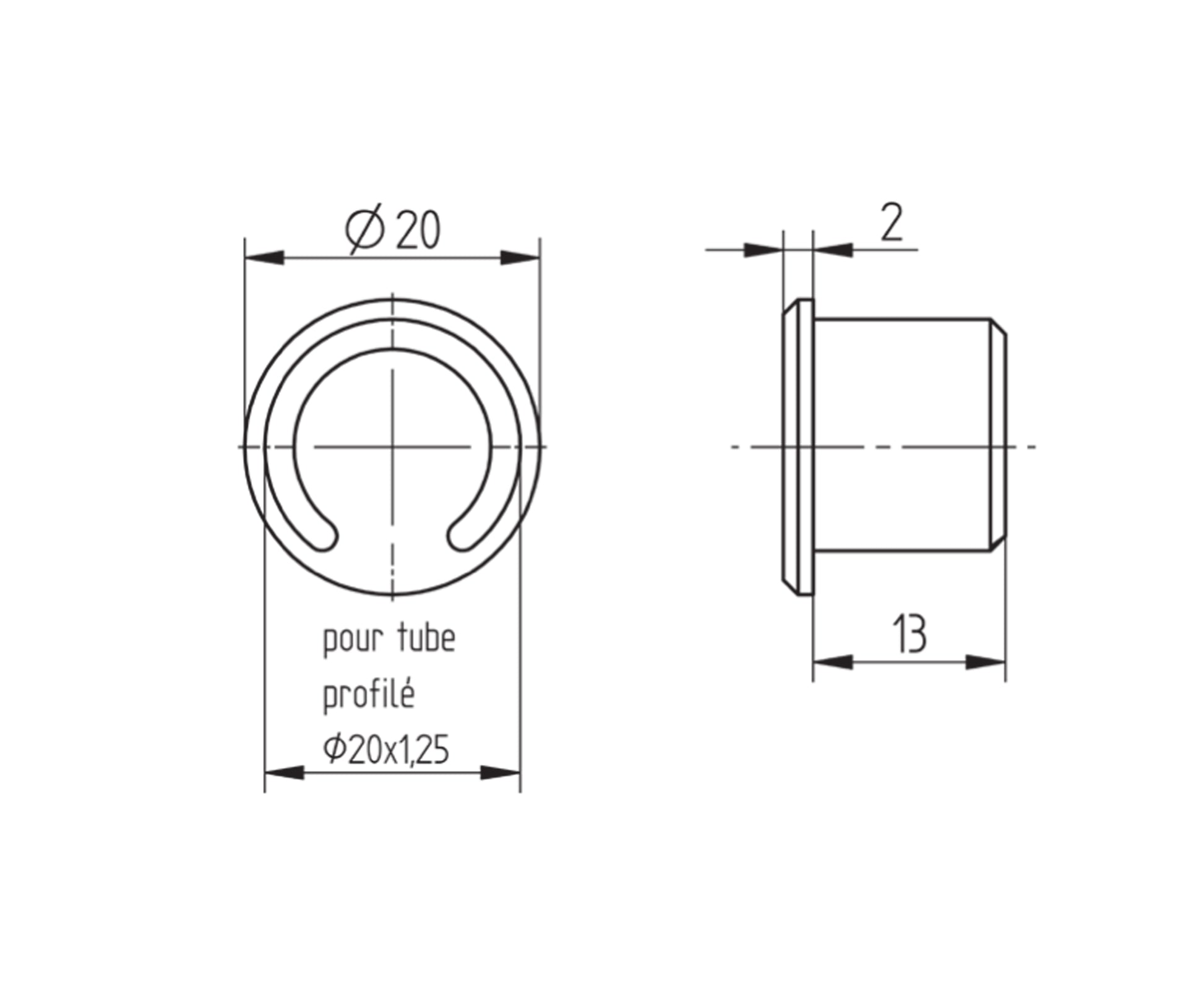 Bouchon d'Embout Universel Réglable Inox - schema technique