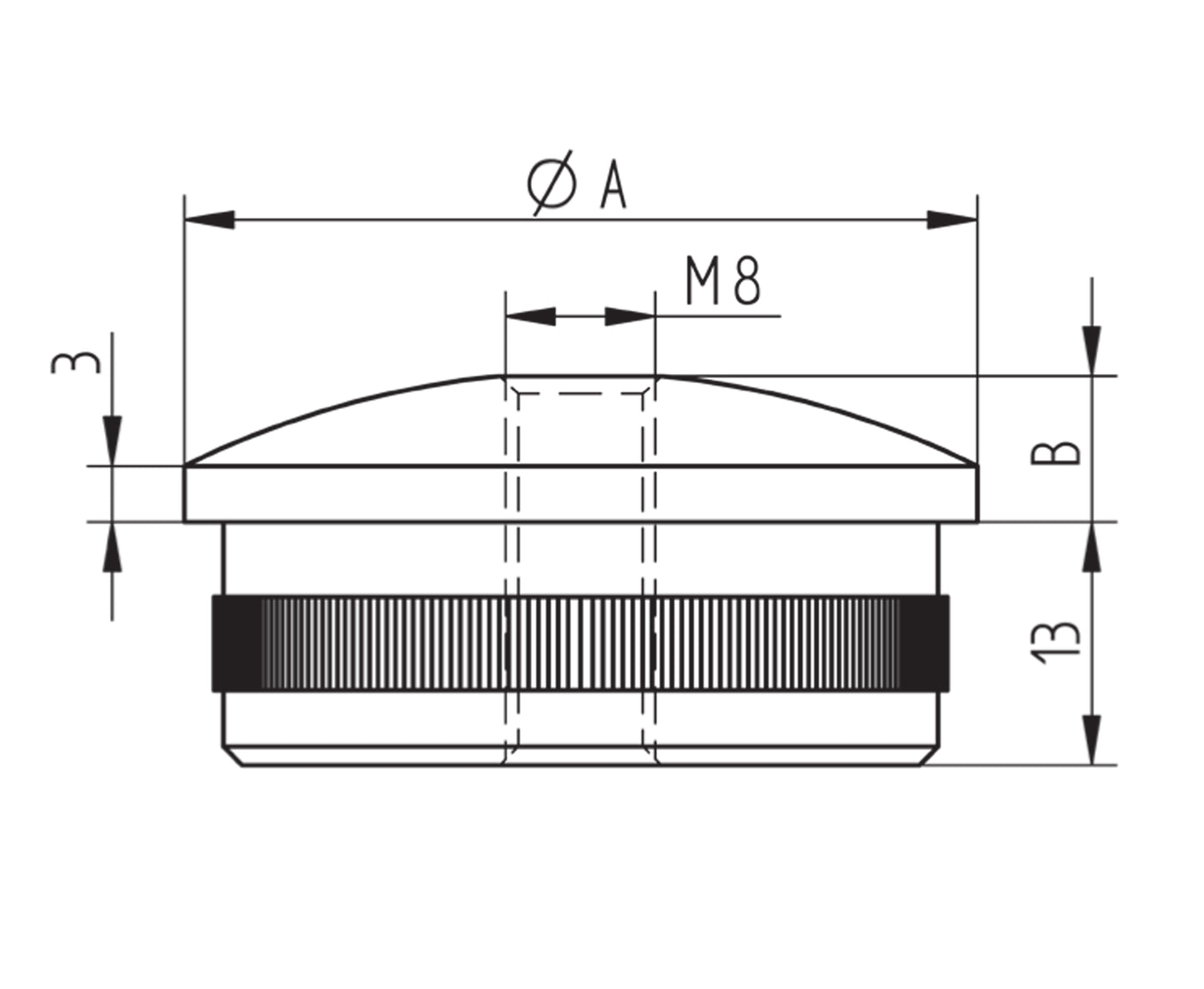 Bouchon d'Embout Ovale Inox - schema technique