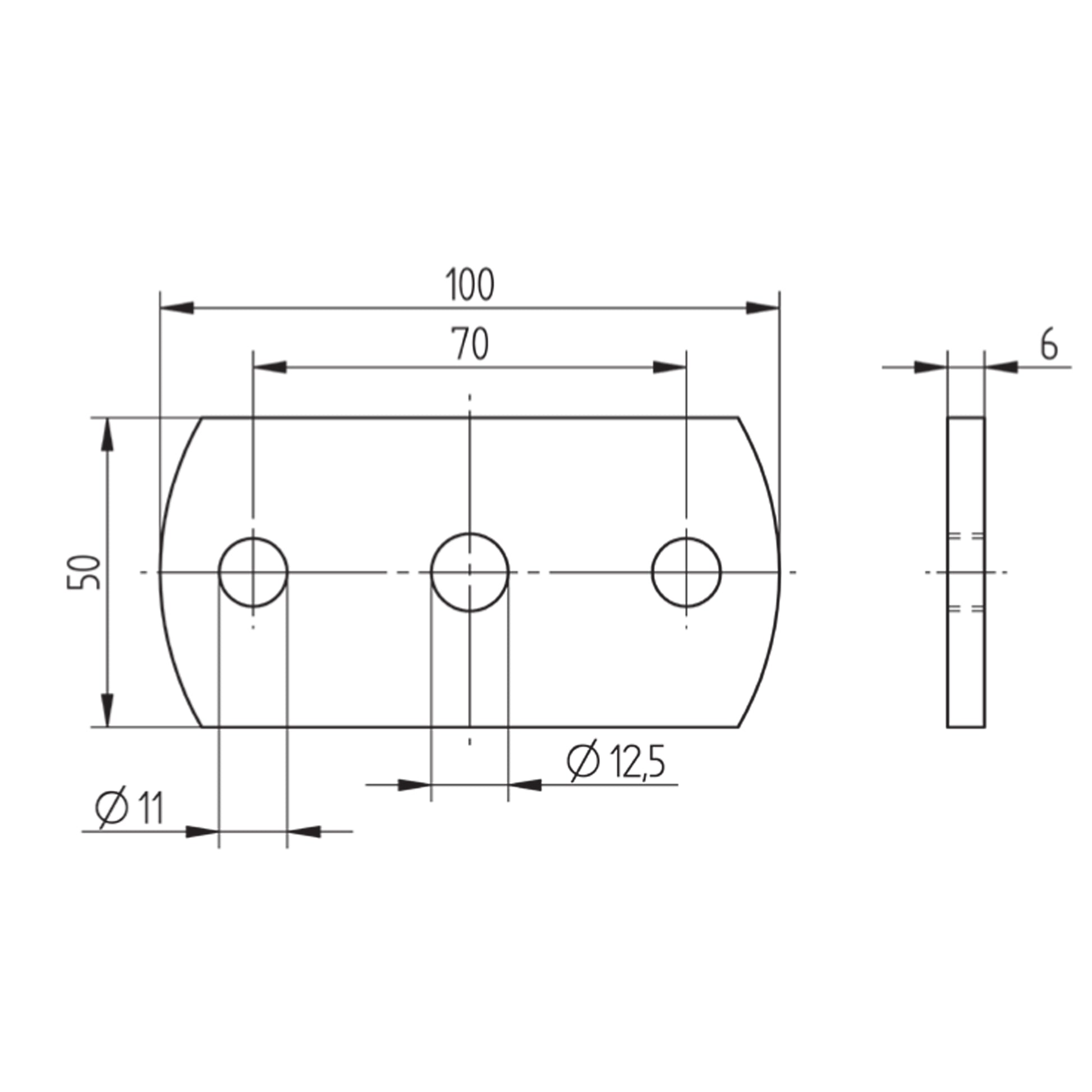 Platine à Visser et à Souder Triangle Inox – Ref. 22 - schema