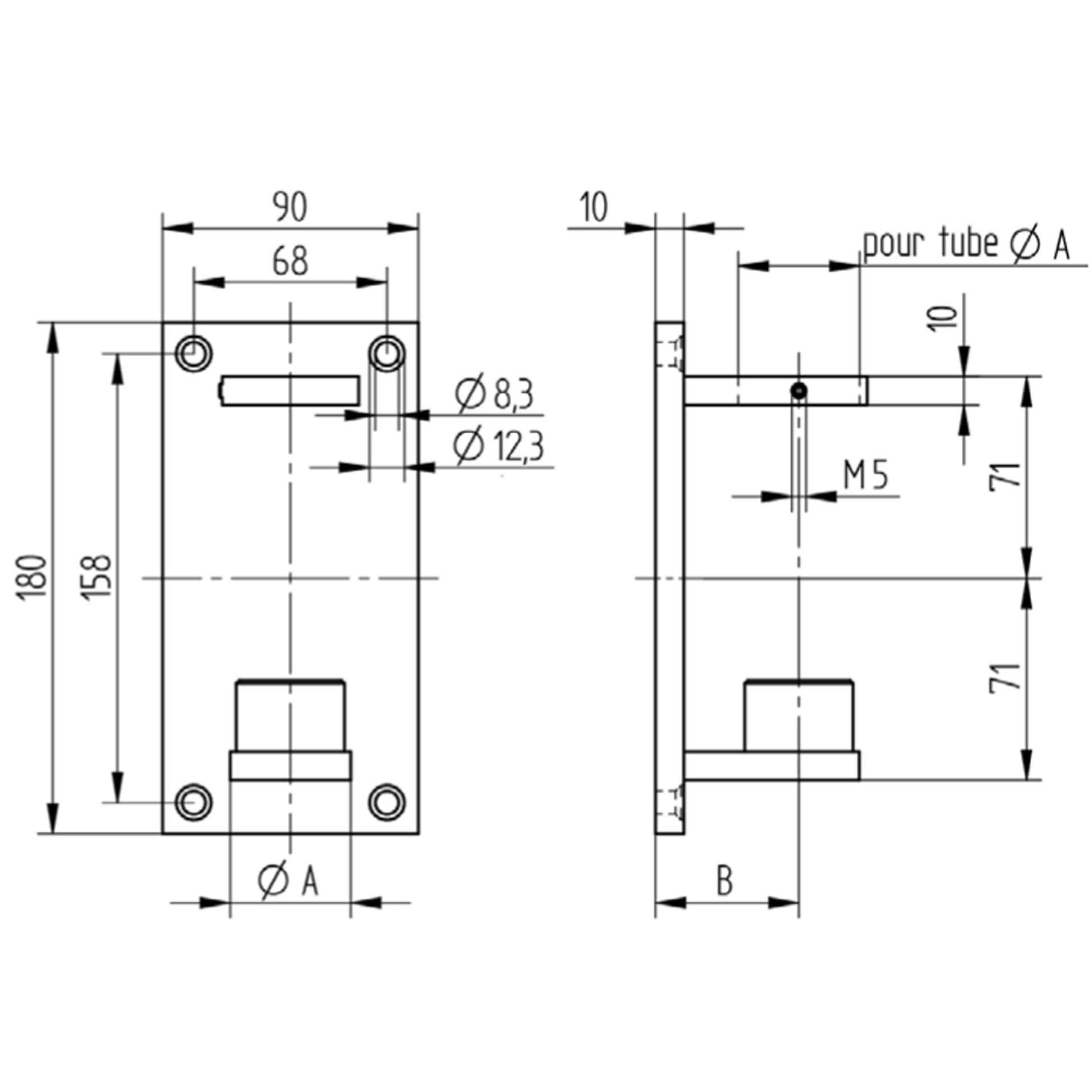 Fixation Murale Inox – Ref. 07 - schema