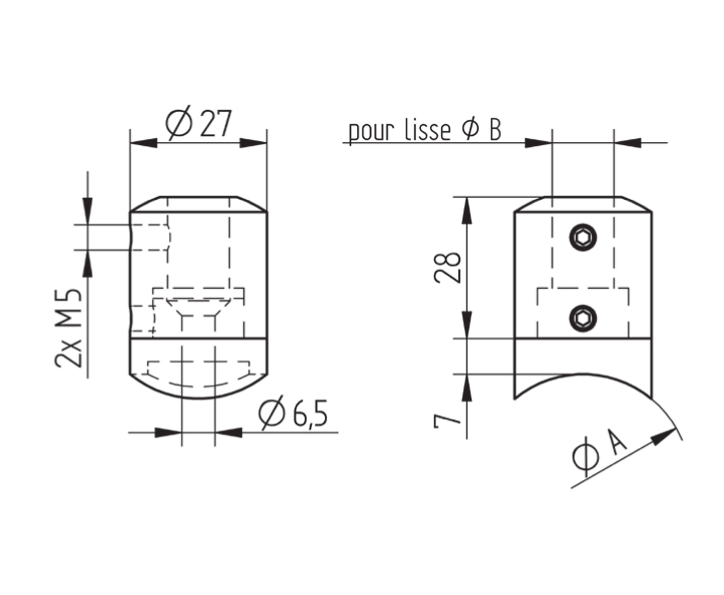 Support de Lisse Inox Soudé - schema technique
