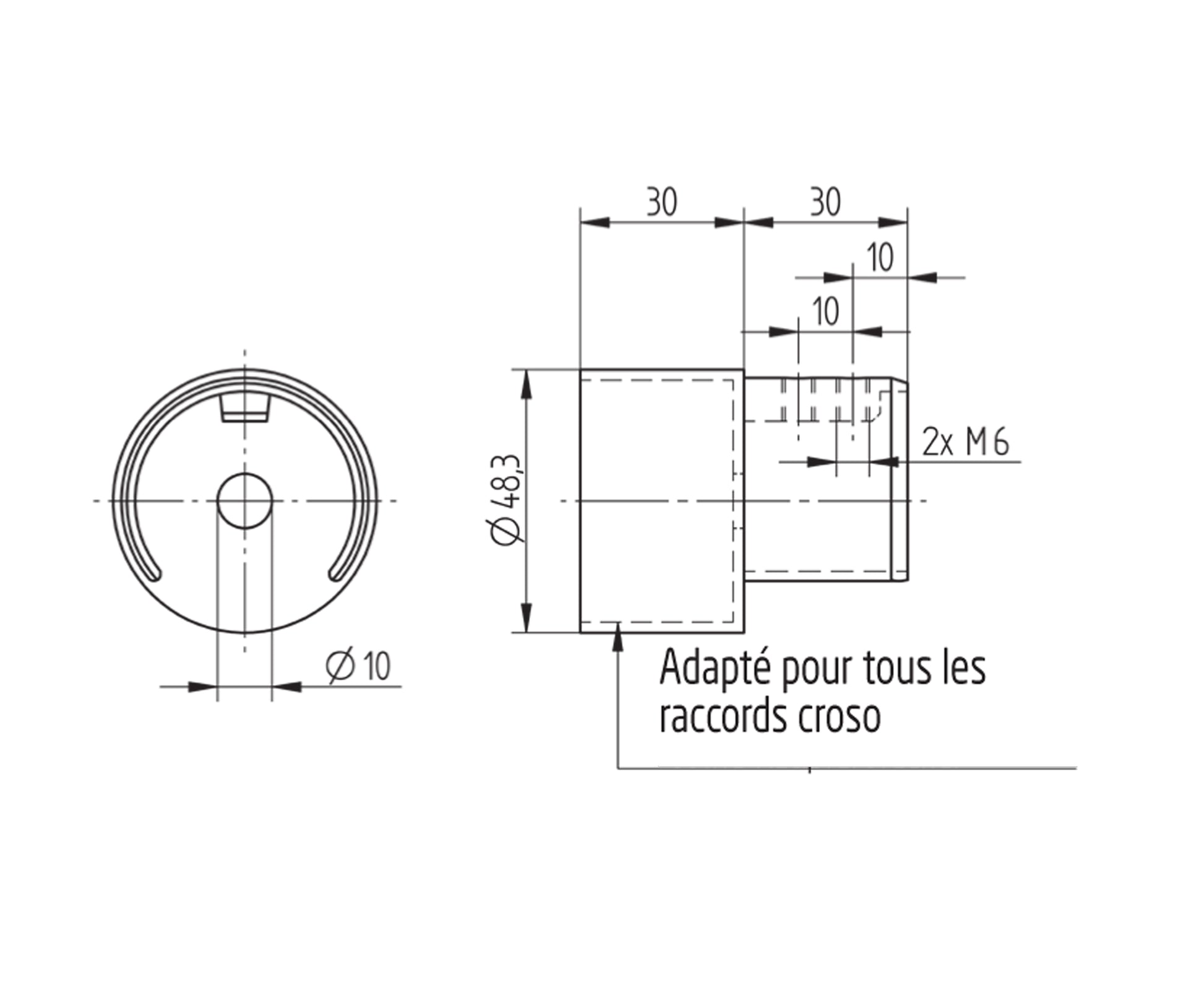 Raccord Inox – Raccord coudé tube carré – Ref. 56 - schema