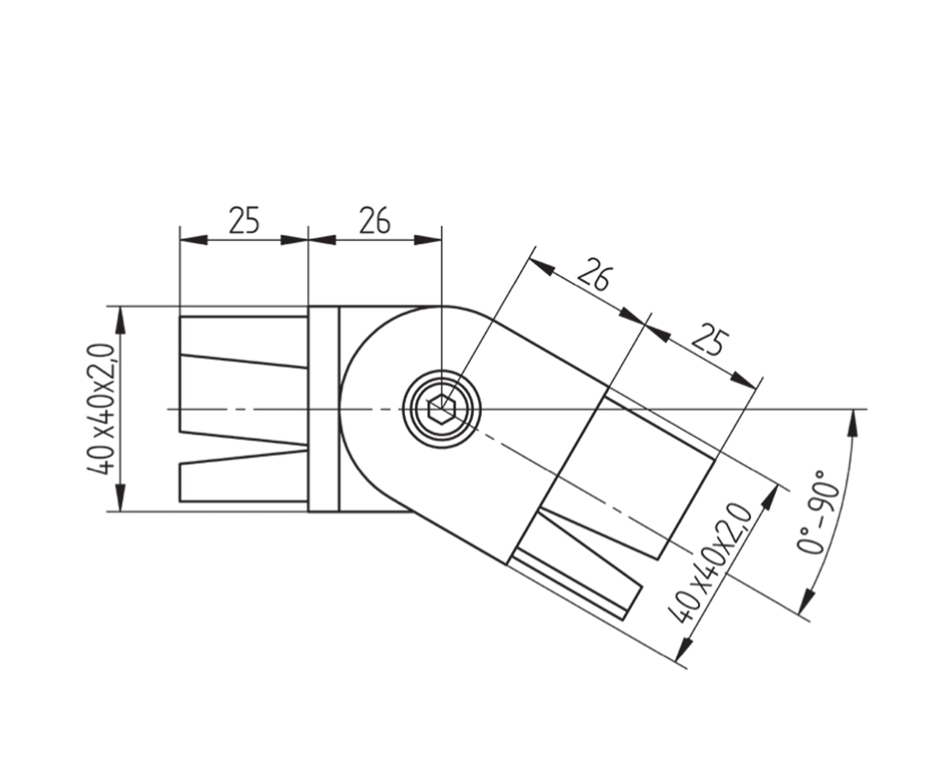 Raccord Inox – Raccord angle 60° – Ref. 46 - schema