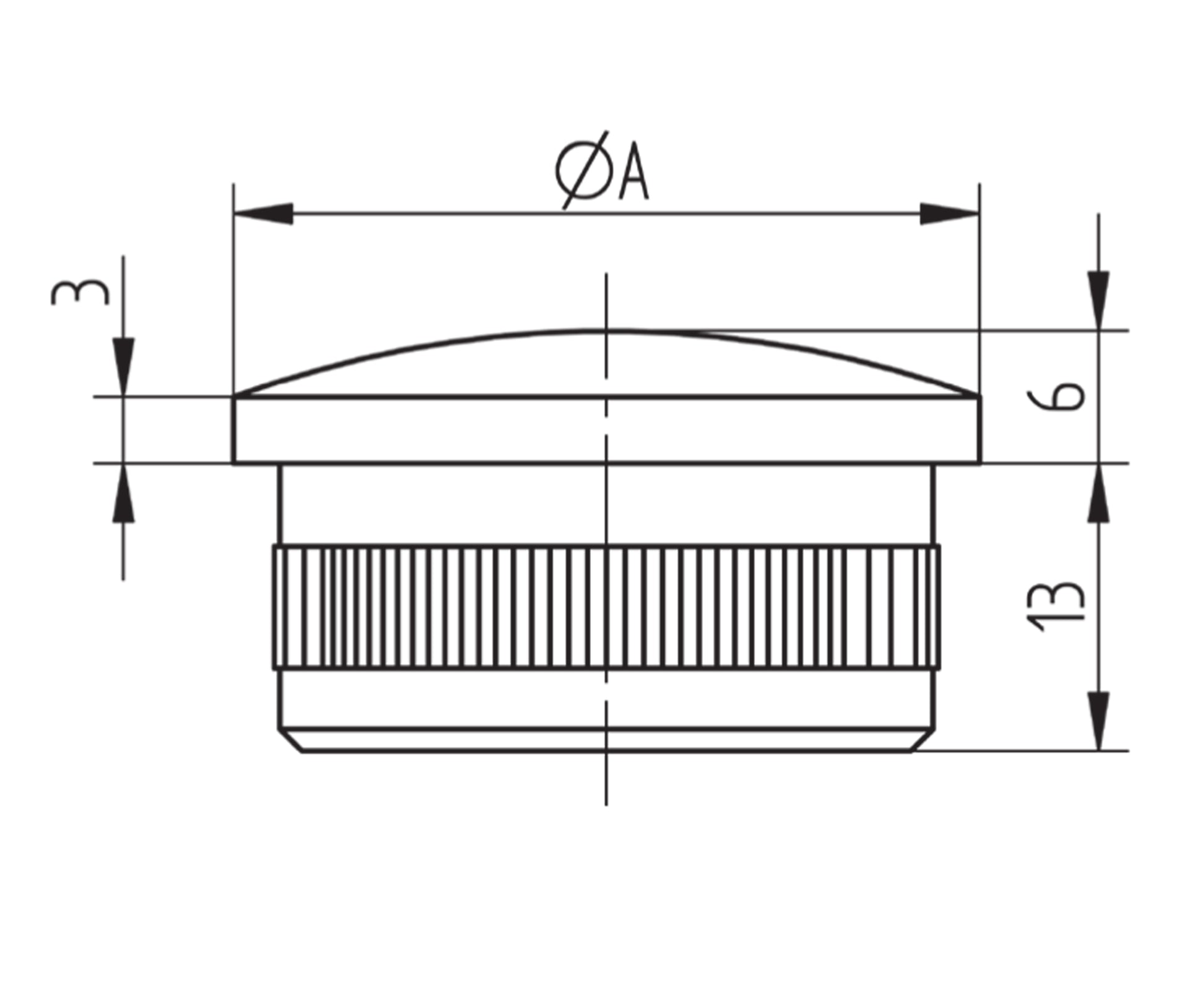 Bouchon d'Embout Rond Chanfreiné Inox - schema technique