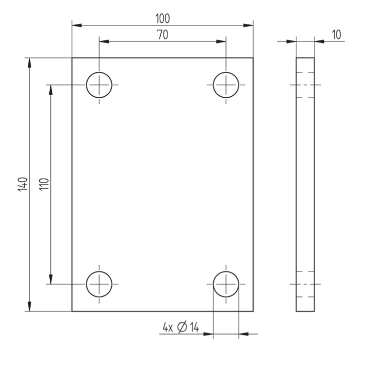 Platine à Visser et à Souder Ronde Emboutie Inox – Ref. 32 - schema