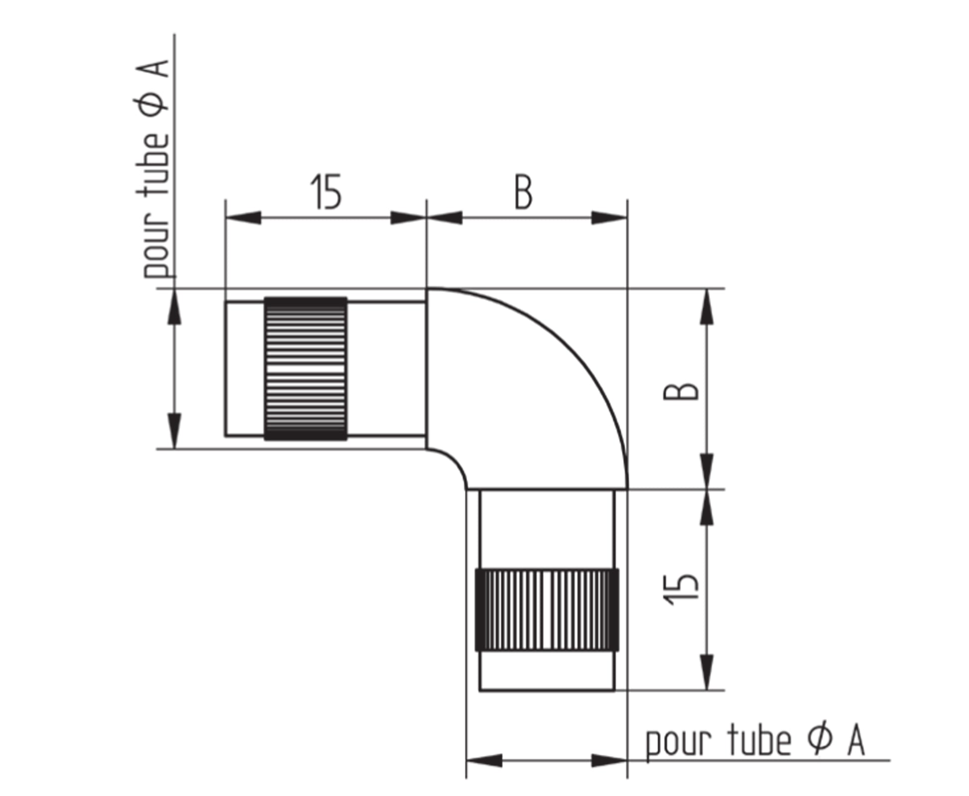 Raccord Inox – Raccord T plat – Ref. 28 - schema