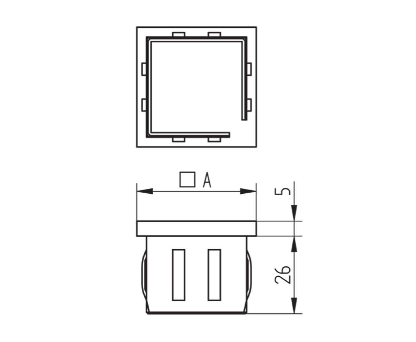 Bouchon d'Embout Carré Matrix Inox - schema technique