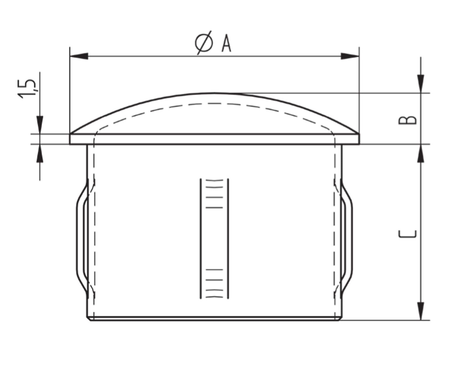 Bouchon d'Embout Rond Bombé Inox - schema technique