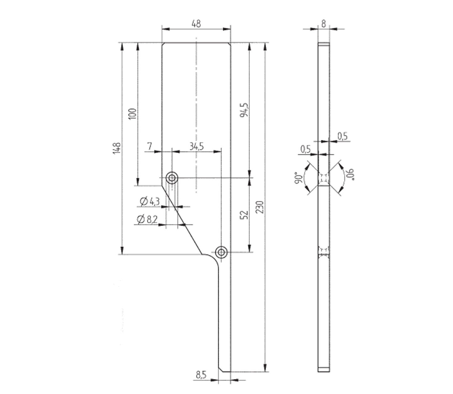 Crosinox Profilé Angle Inox – Ref. 12 - schema