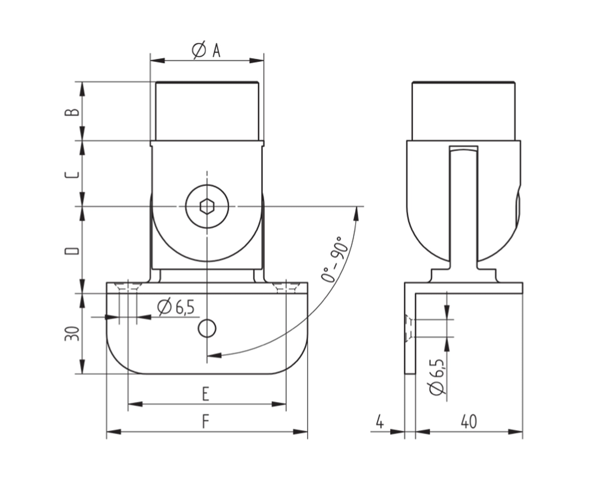 Raccord Inox – Coude plat 45° – Ref. 22 - schema