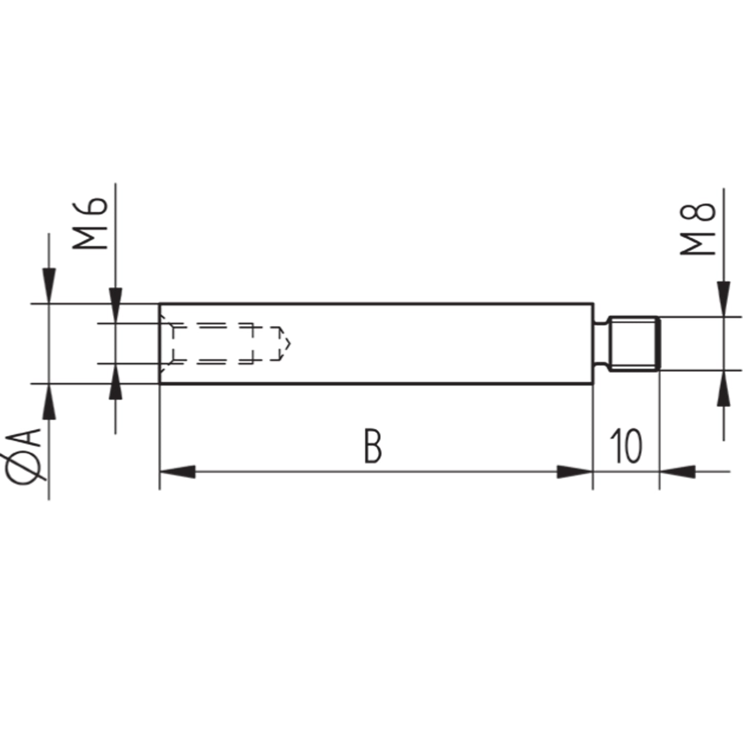 Tige Support Inox Réglable - schema technique