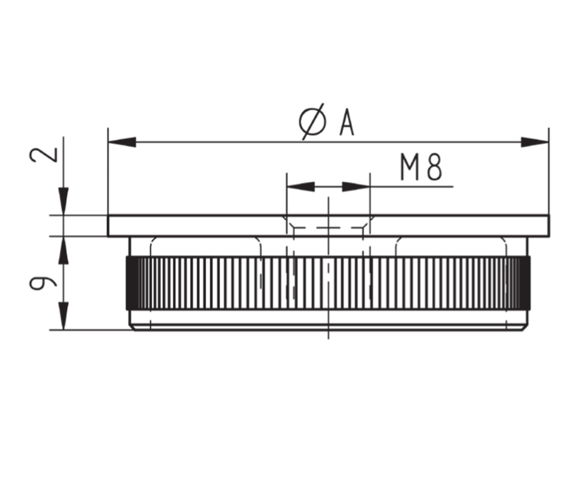 Bouchon d'Embout Carré Large Inox - schema technique