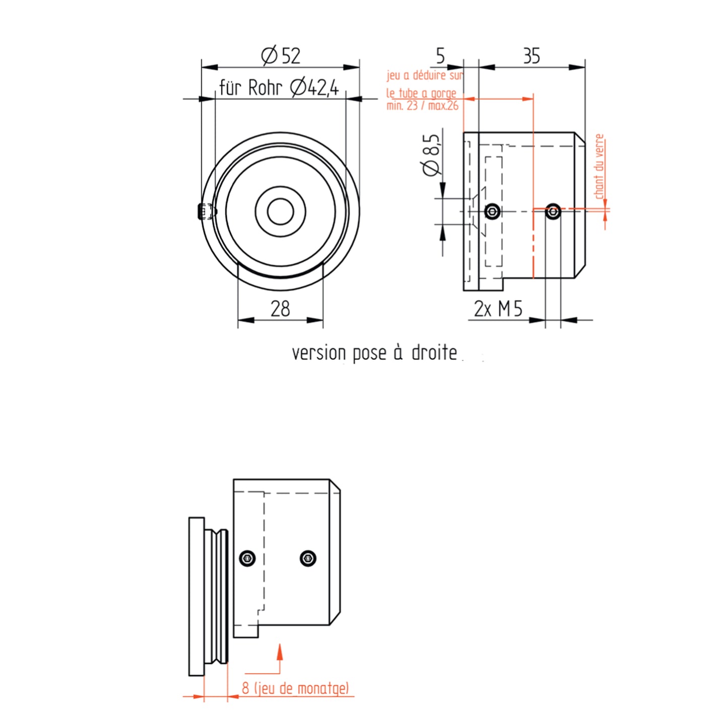 Platine d'Ancrage Inox – Ref. 39 - schema
