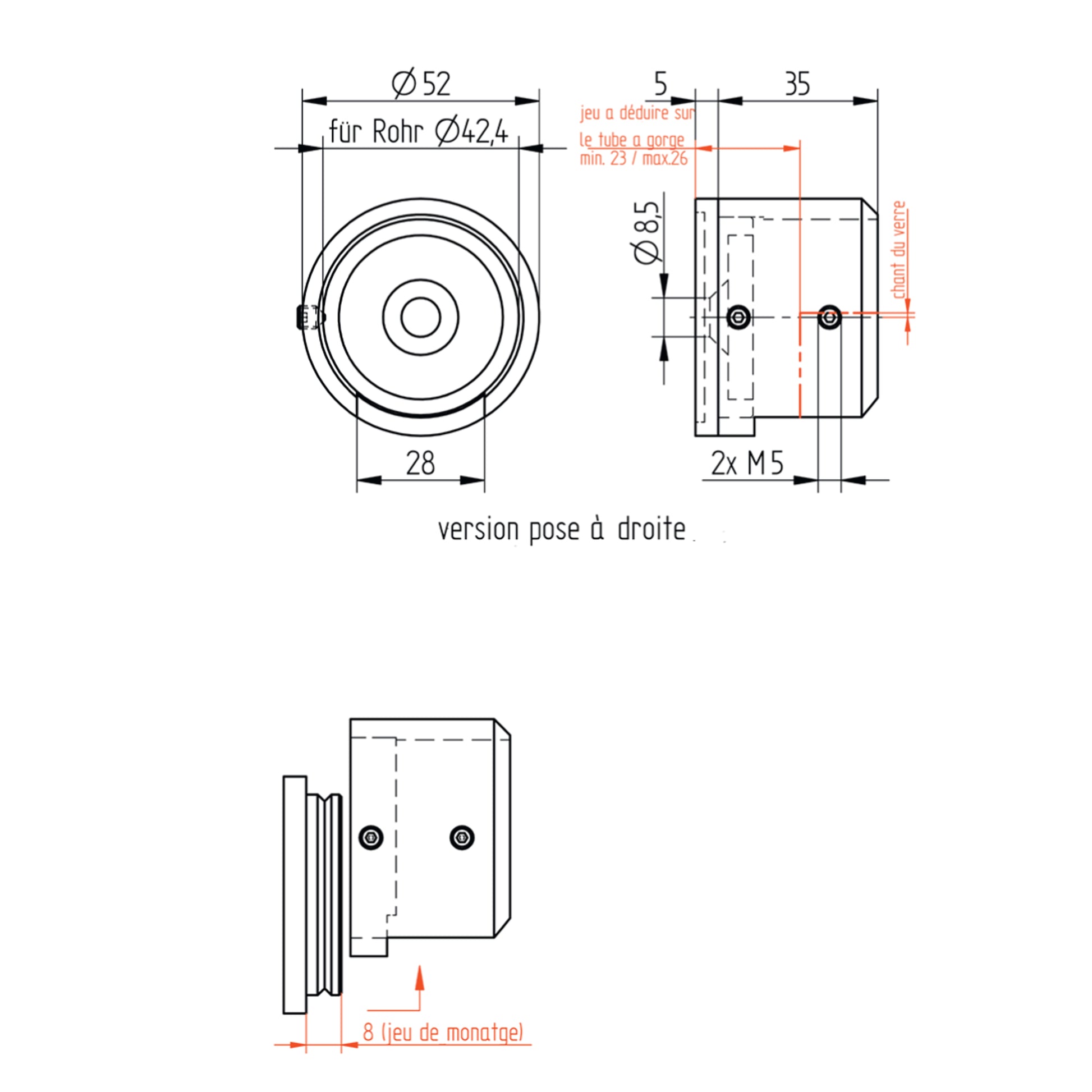 Platine d'Ancrage Inox – Ref. 39 - schema
