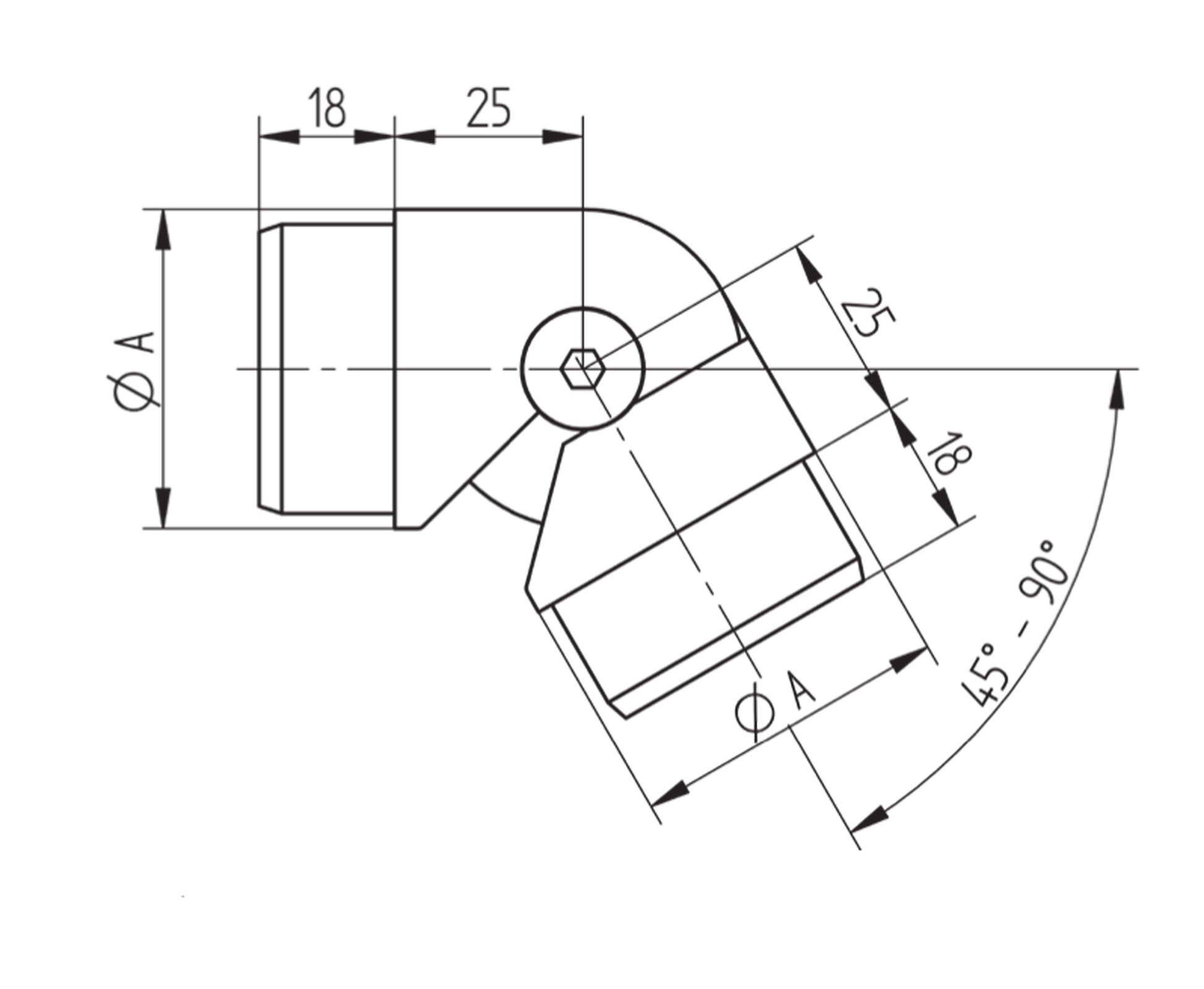 Raccord Inox – Coude 90° carré – Ref. 12 - schema