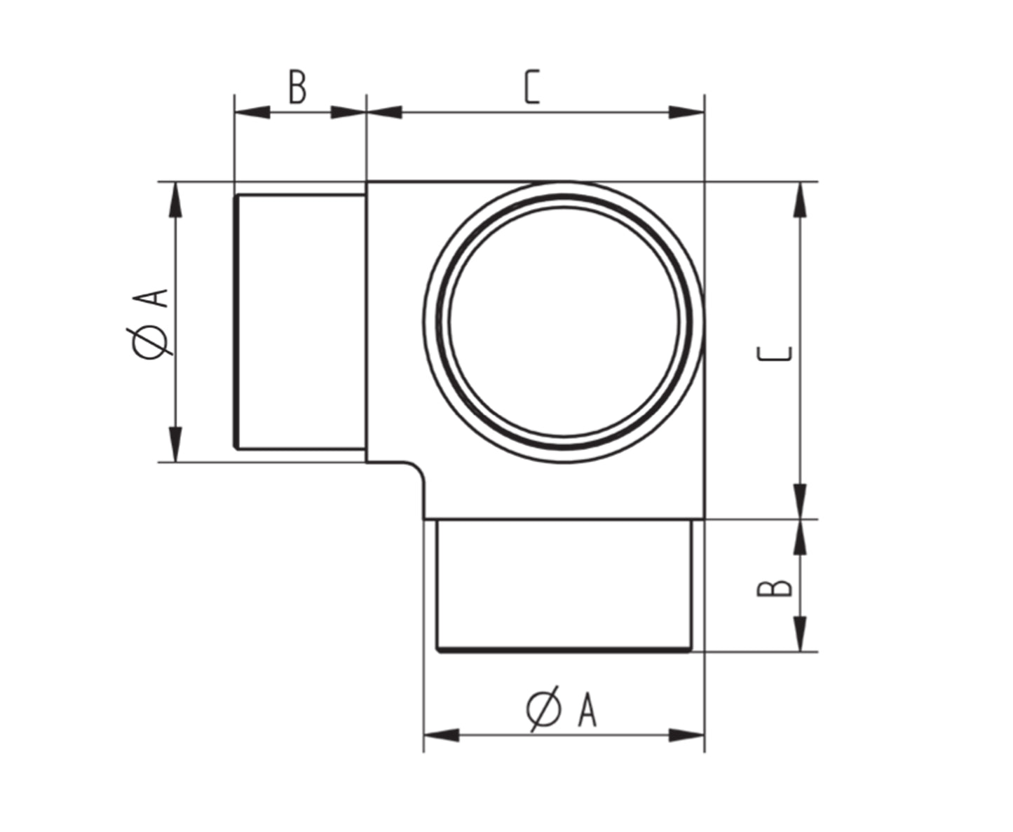 Raccord Inox – Coude plat 90° – Ref. 21 - schema