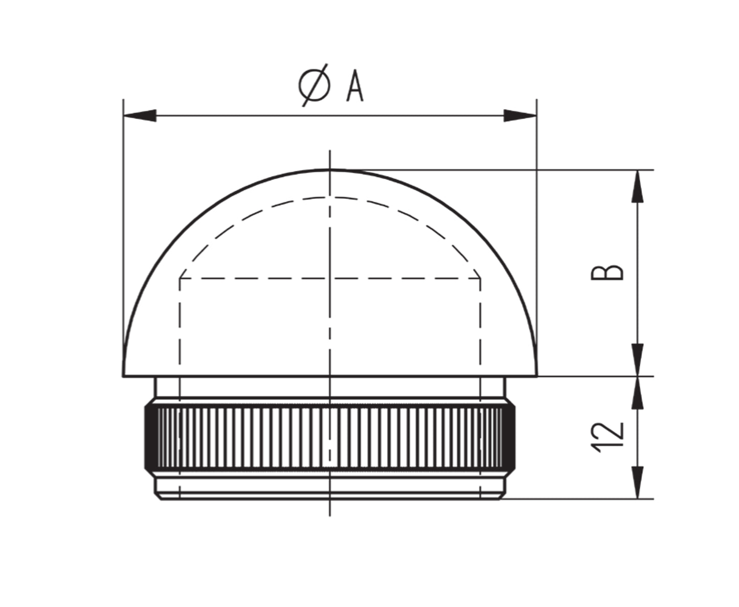 Bouchon d'Embout Demi-Sphère Inox - schema technique
